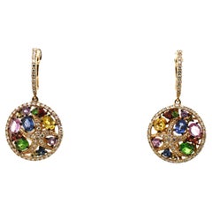 EFFY Boucles d'oreilles palmier avec aquarelles de saphirs multicolores et diamants