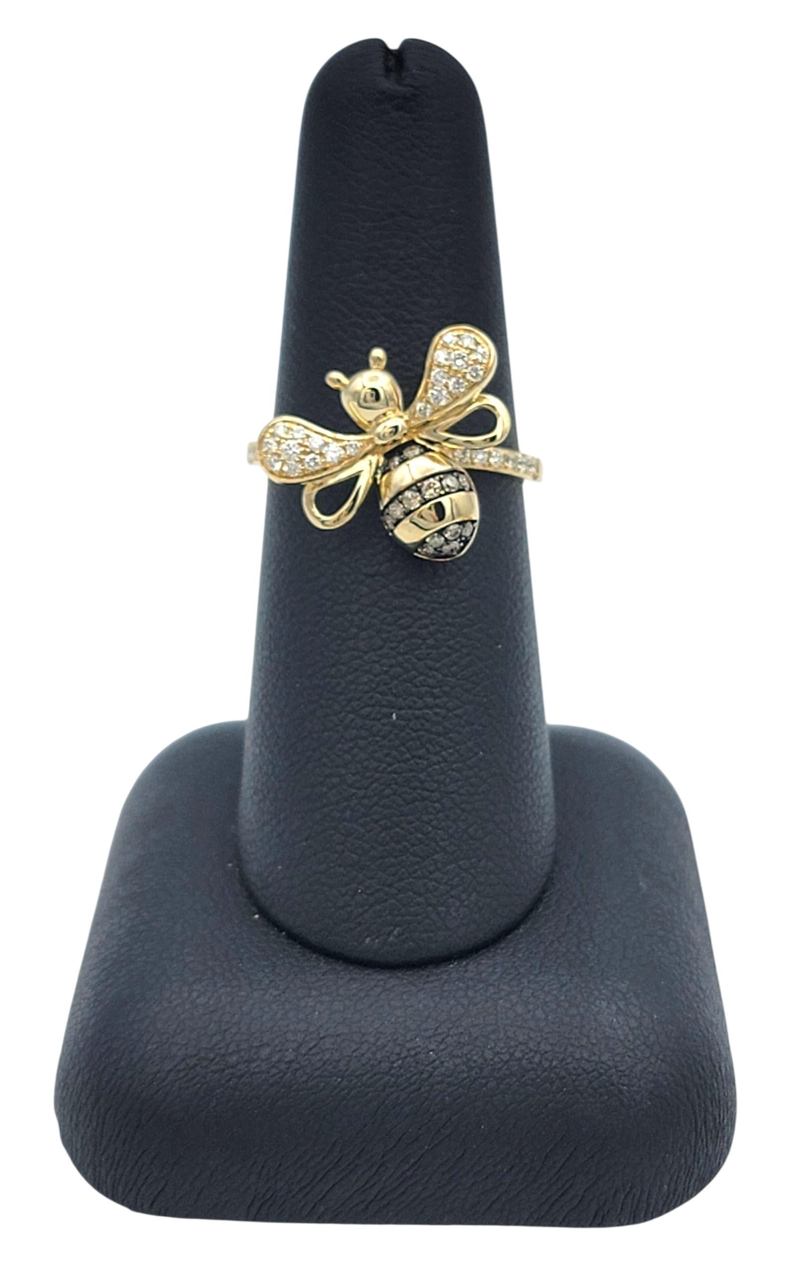 Anello Cocktail Effy con diamante bianco ed espresso in oro giallo 14 carati in vendita 4