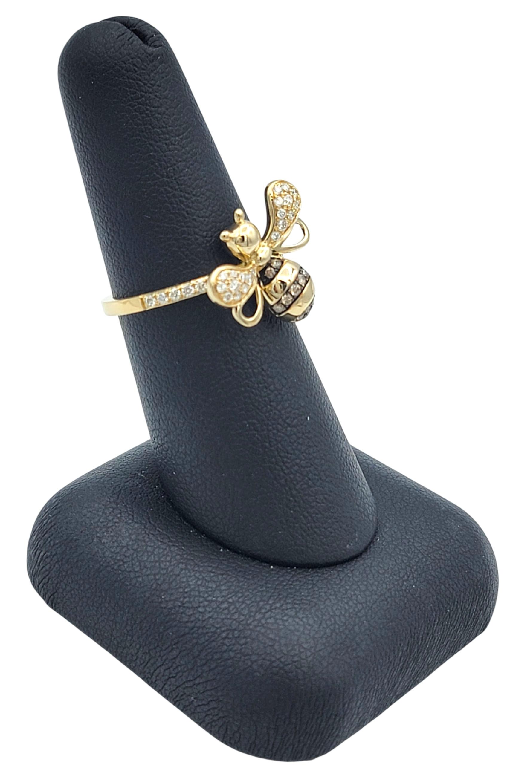 Anello Cocktail Effy con diamante bianco ed espresso in oro giallo 14 carati in vendita 5