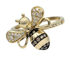 Anello Cocktail Effy con diamante bianco ed espresso in oro giallo 14 carati