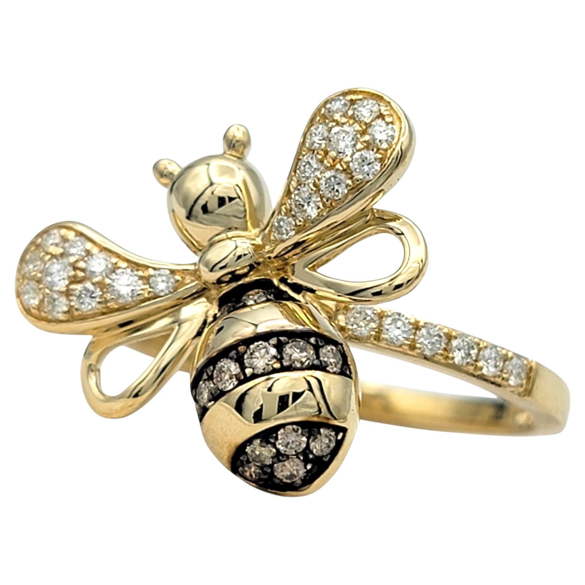 Contemporaneo Anello Cocktail Effy con diamante bianco ed espresso in oro giallo 14 carati in vendita