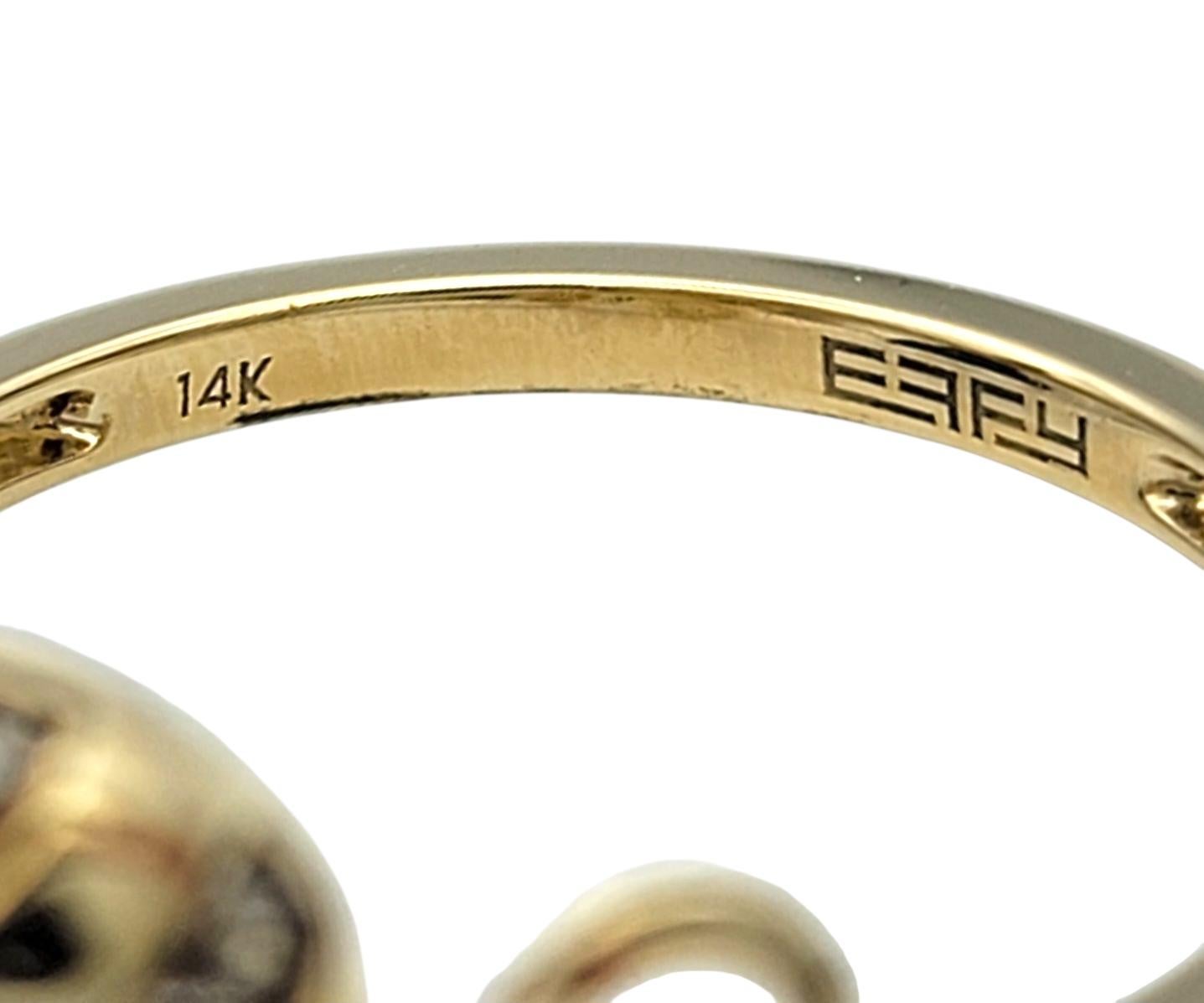 Anello Cocktail Effy con diamante bianco ed espresso in oro giallo 14 carati in vendita 1