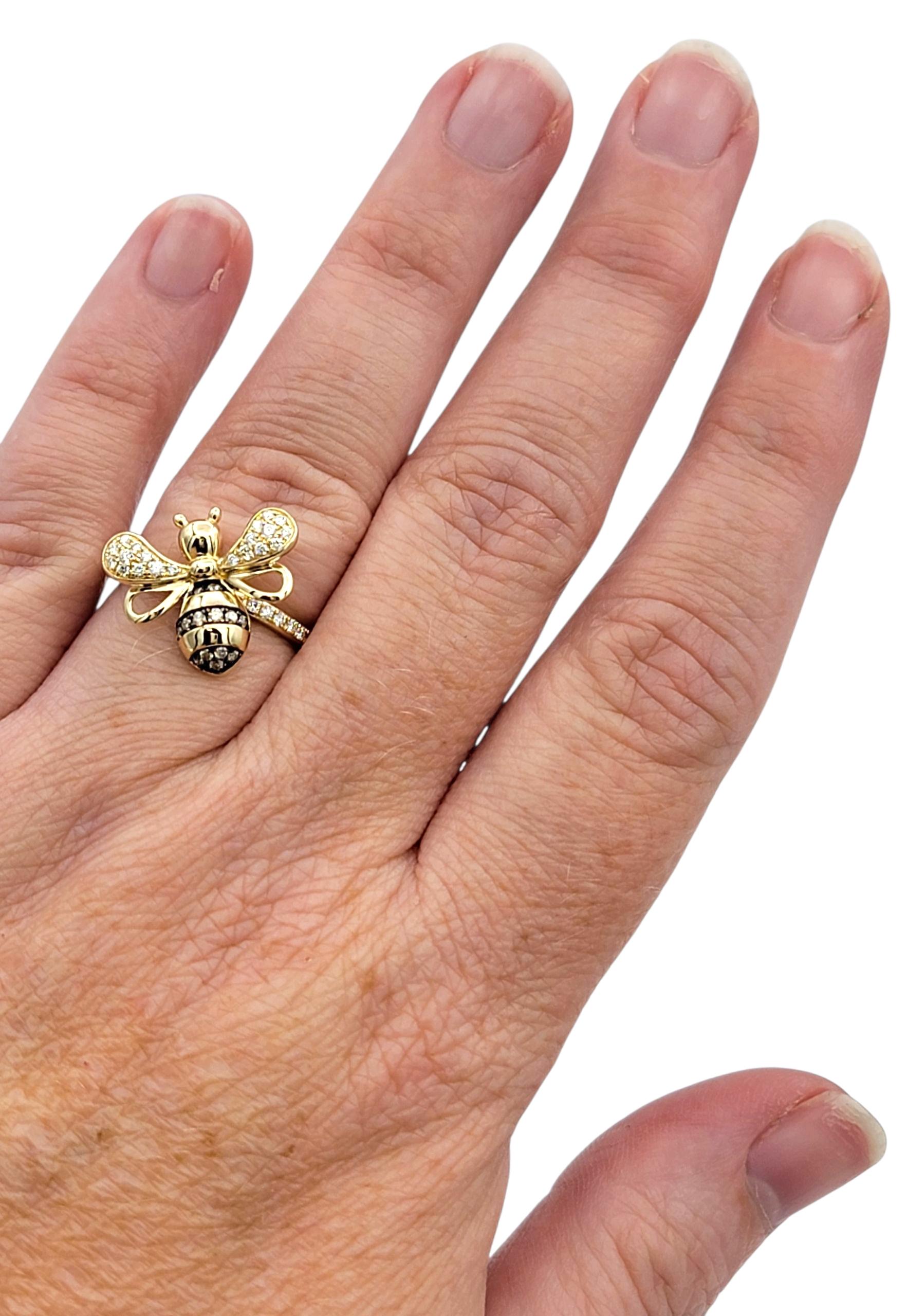 Anello Cocktail Effy con diamante bianco ed espresso in oro giallo 14 carati in vendita 2