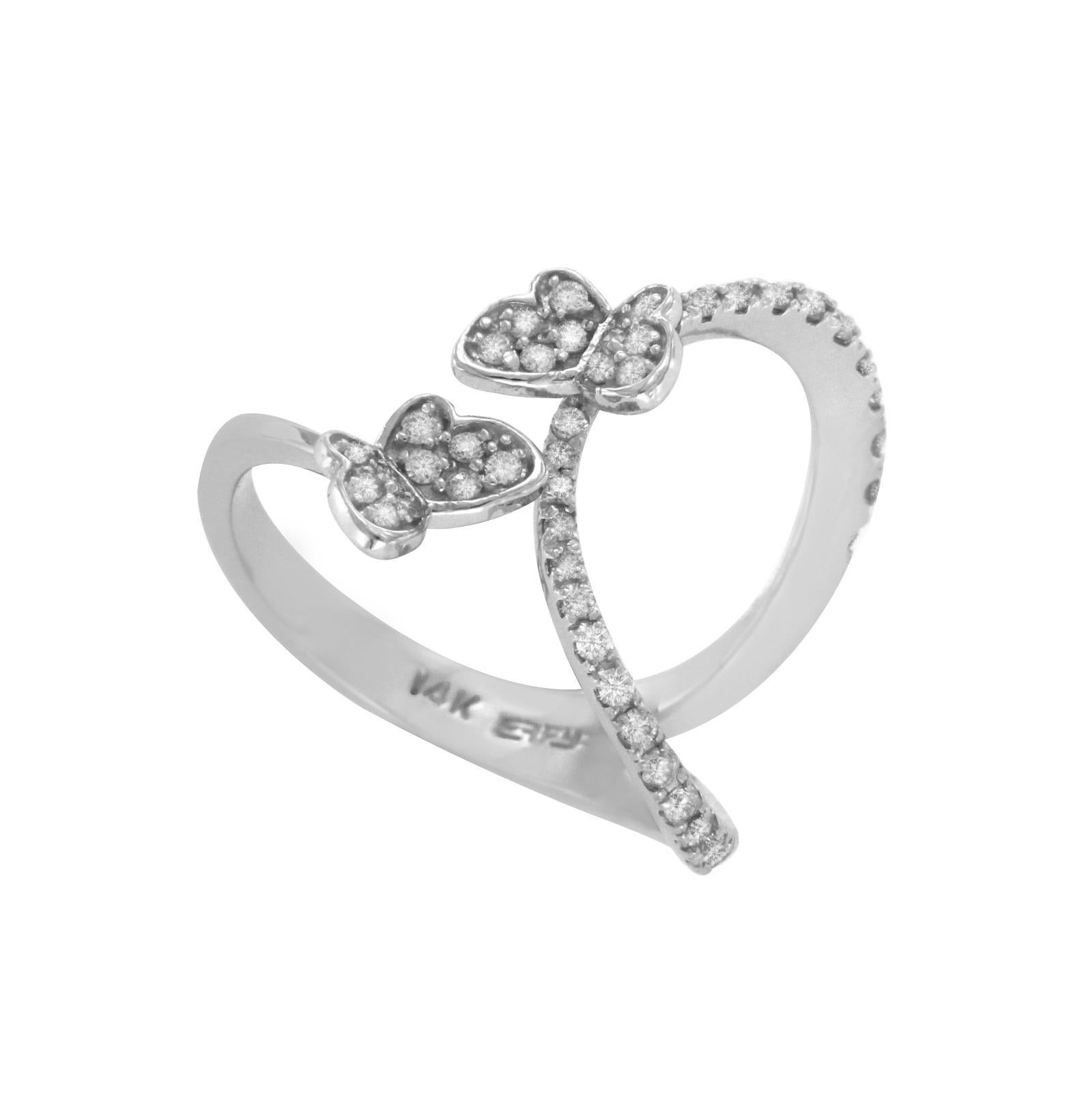 Effy Women's 14 Karat White Gold Diamond Butterfly Ring For Sale