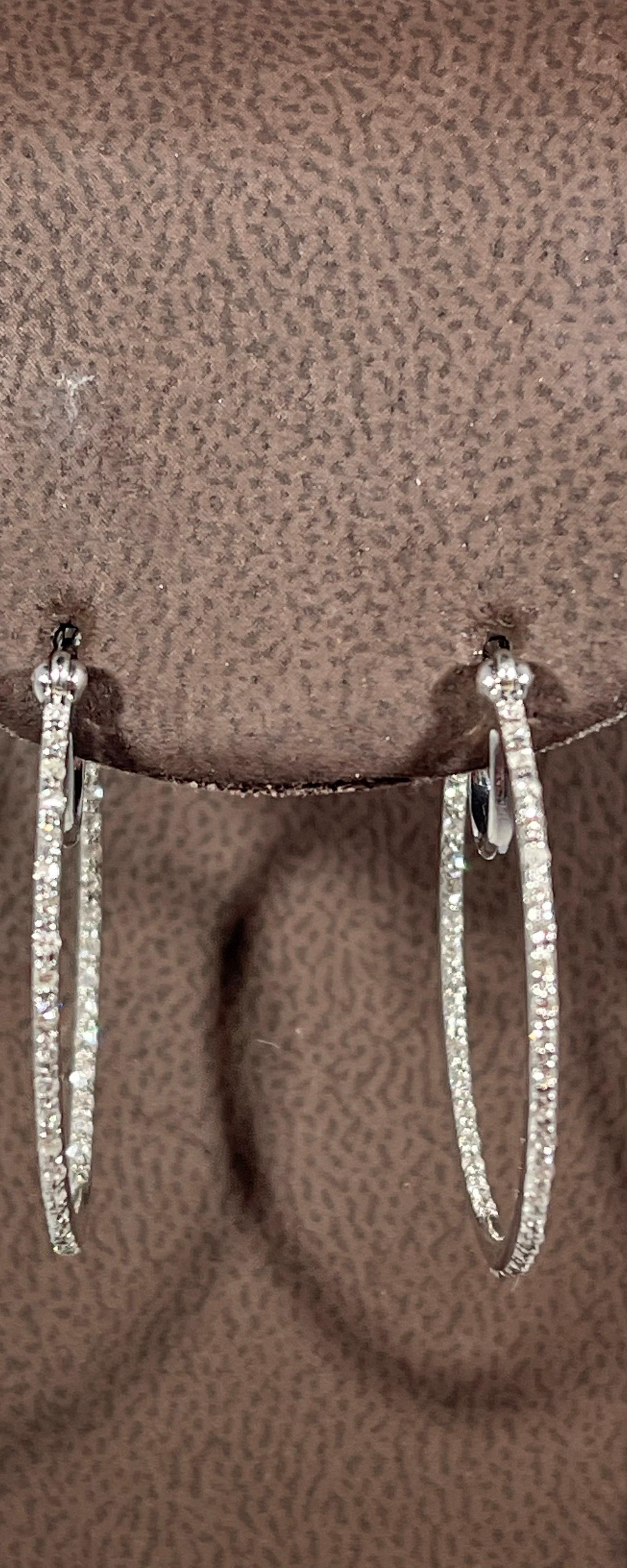 Women's Effy's 0.44 Carat Diamond Inside Out Hoop Cocktail Earrings 14 Karat White Gold