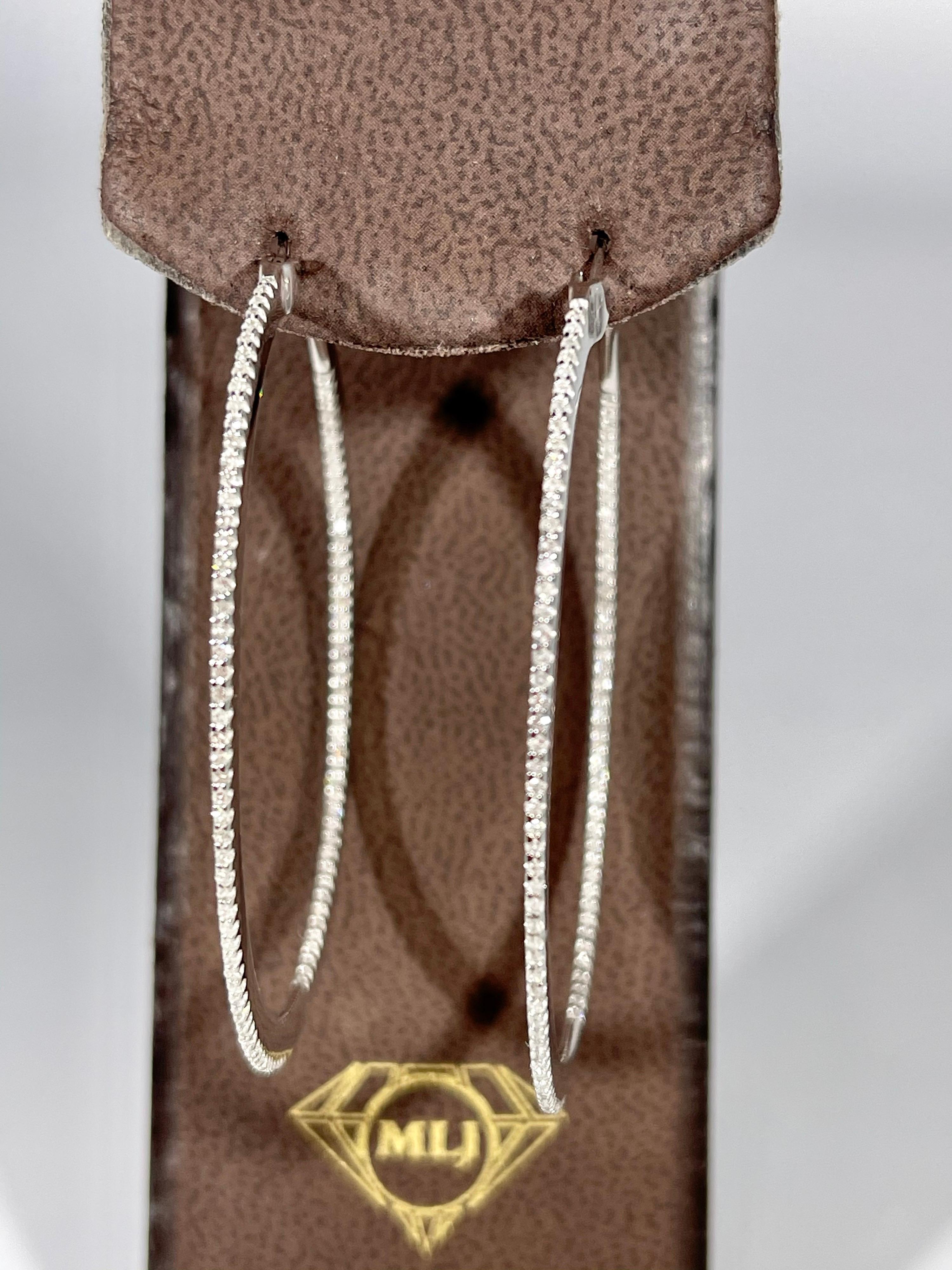 Effy's 1 Carat Diamond Inside Out Hoop Cocktail Earrings in 14 Karat White Gold 5