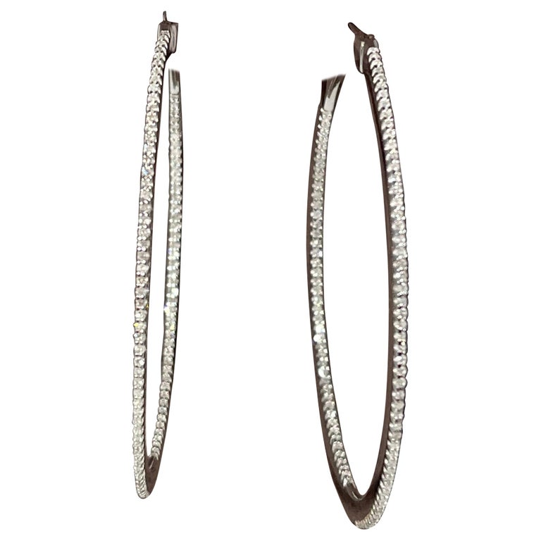 Effy's 1 Carat Diamond Inside Out Hoop Cocktail Earrings in 14 Karat ...