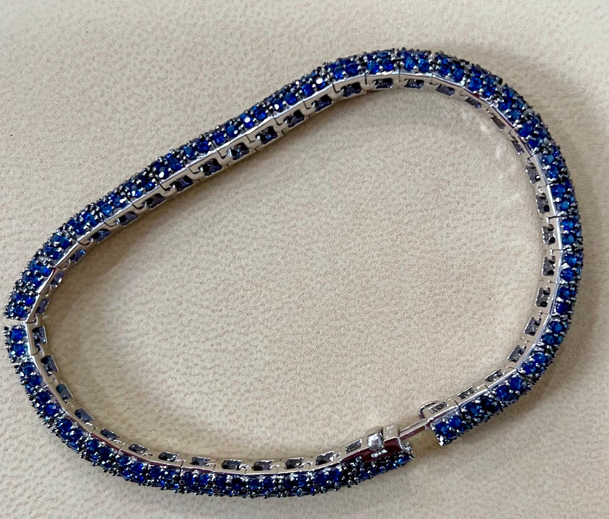 Effy's 13.5 Carat Blue Sapphire Tennis Bracelet 14 Karat White Gold In New Condition In New York, NY