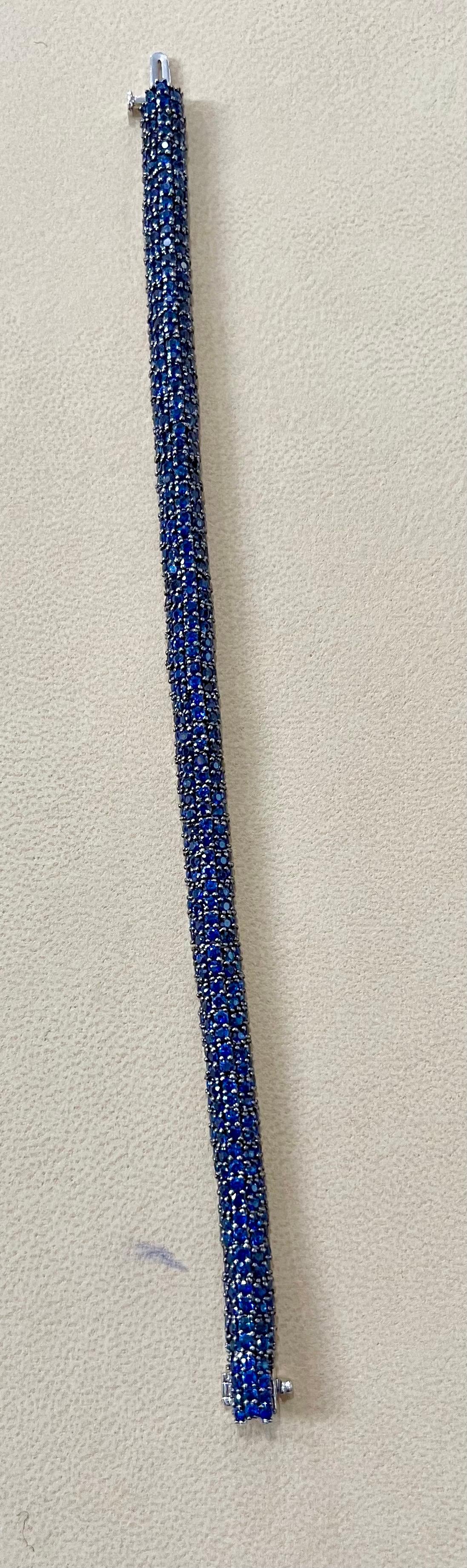 Women's Effy's 13.5 Carat Blue Sapphire Tennis Bracelet 14 Karat White Gold