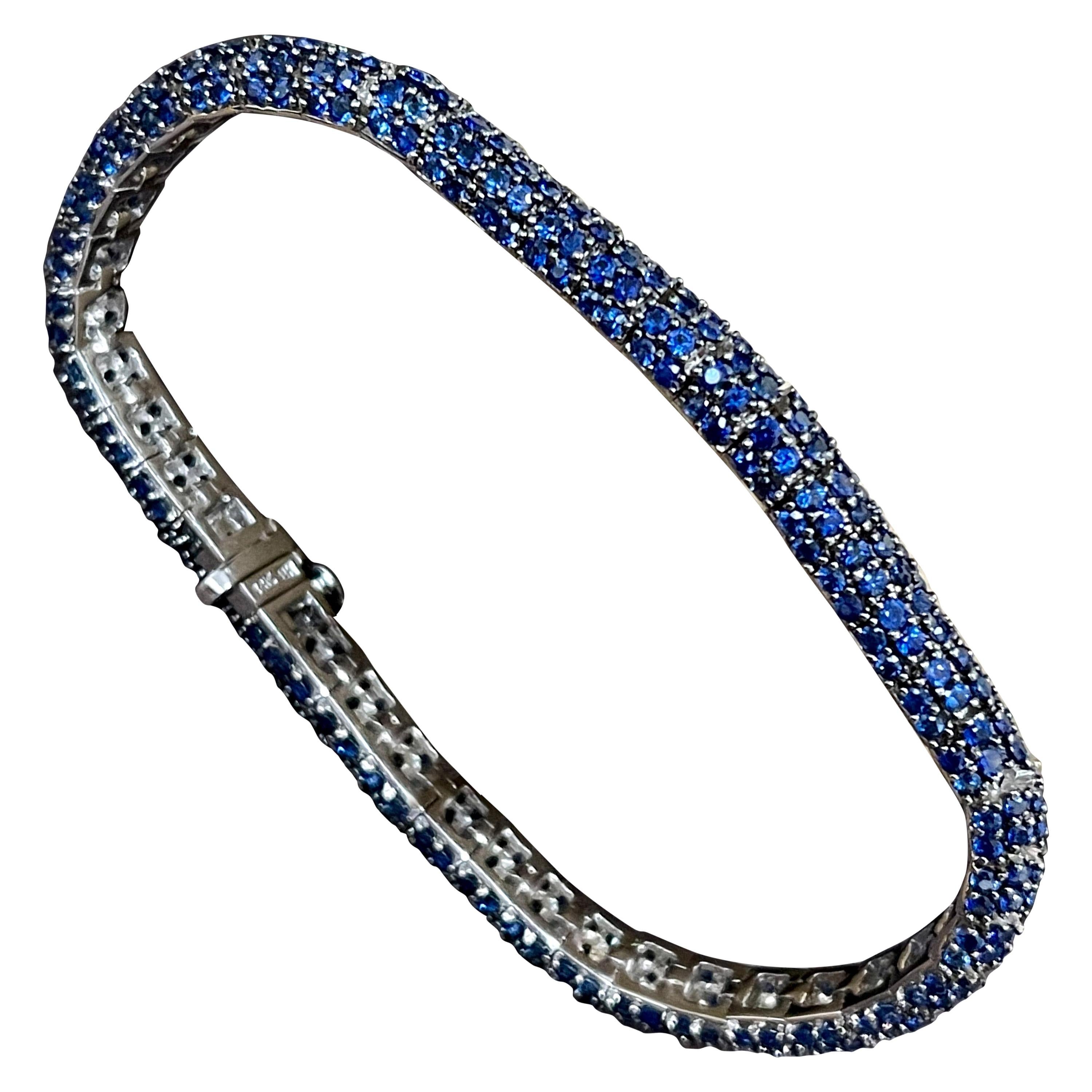Effy's 13.5 Carat Blue Sapphire Tennis Bracelet 14 Karat White Gold