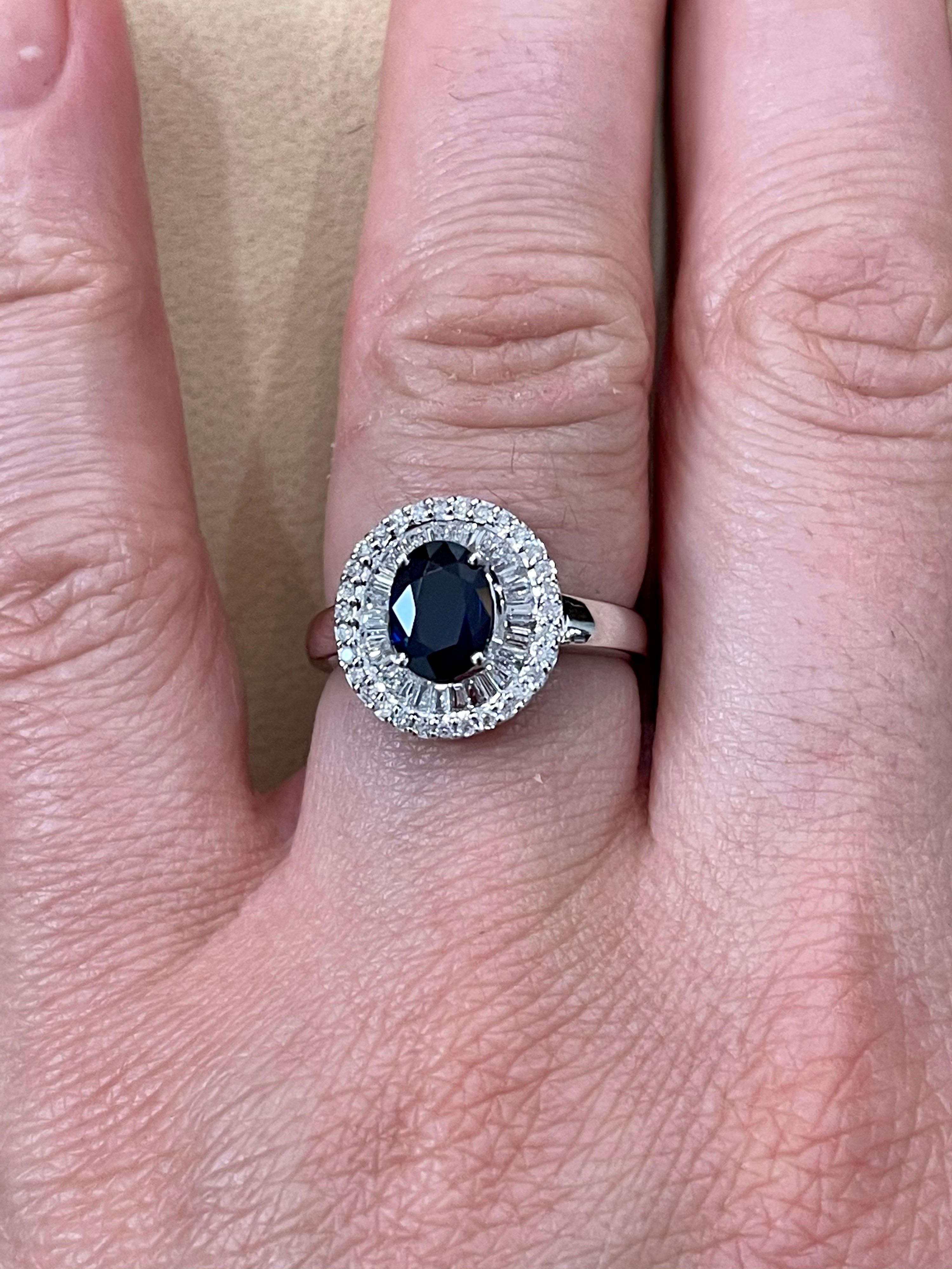 Effy's 1.4Ct Blue Sapphire & 0.52Ct Diamond Cocktail Ring in 14 Karat White Gold 3