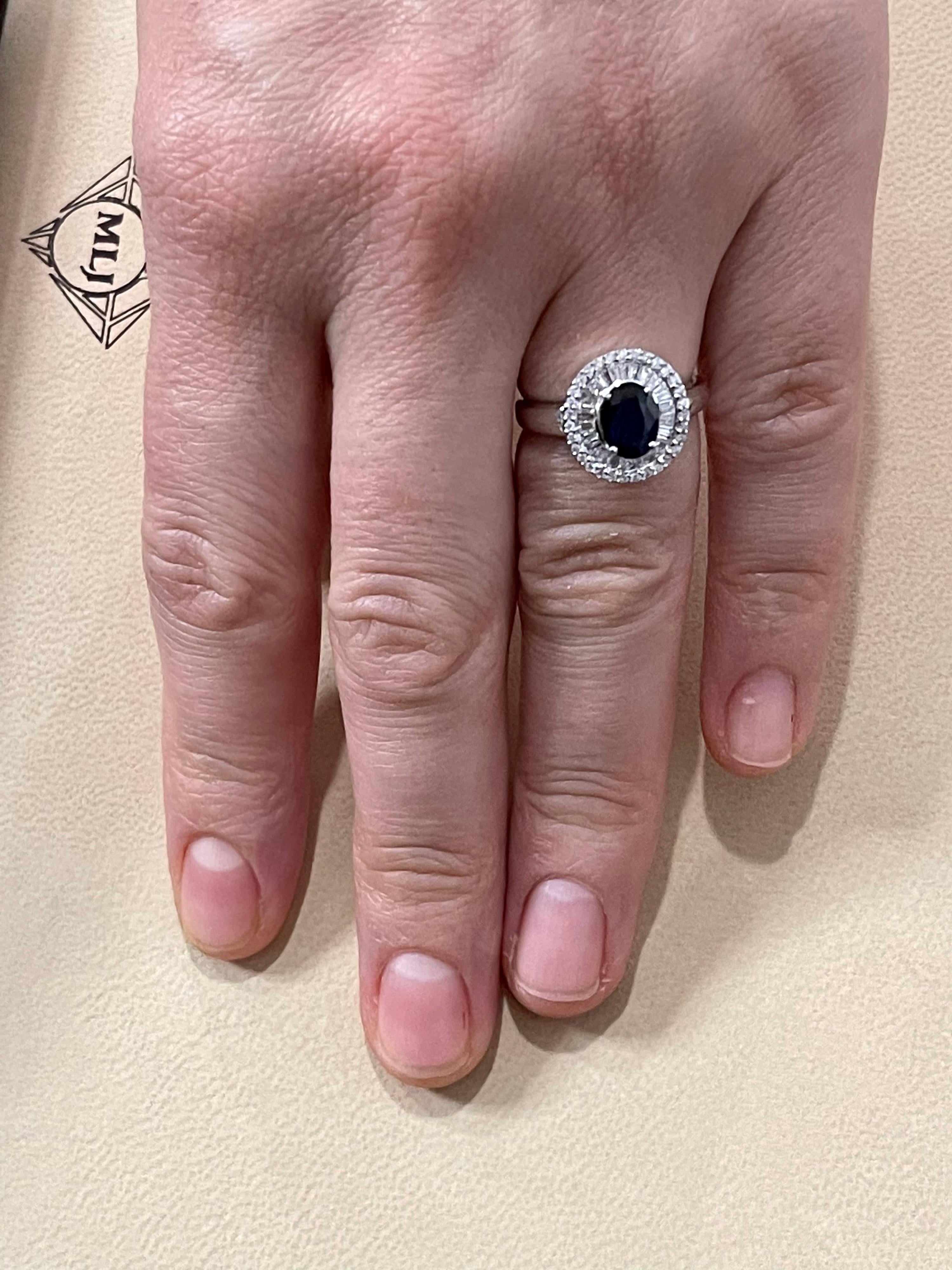 Effy's 1.4Ct Blue Sapphire & 0.52Ct Diamond Cocktail Ring in 14 Karat White Gold 6