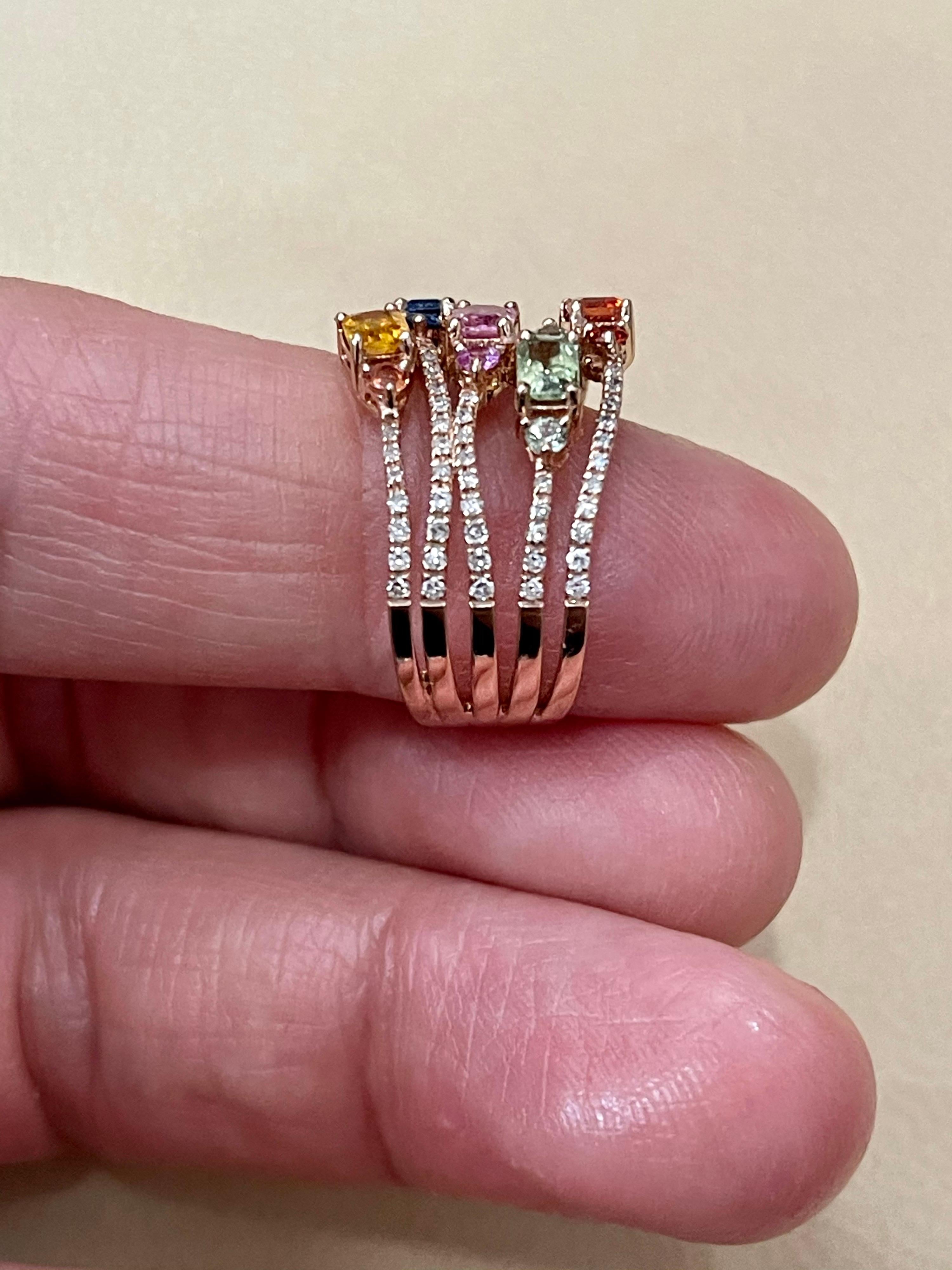 Oval Cut Effy's 1.65 Ct Multi Sapphire and 0.33 Ct Diamond Cocktail Ring in 14 Karat Gold