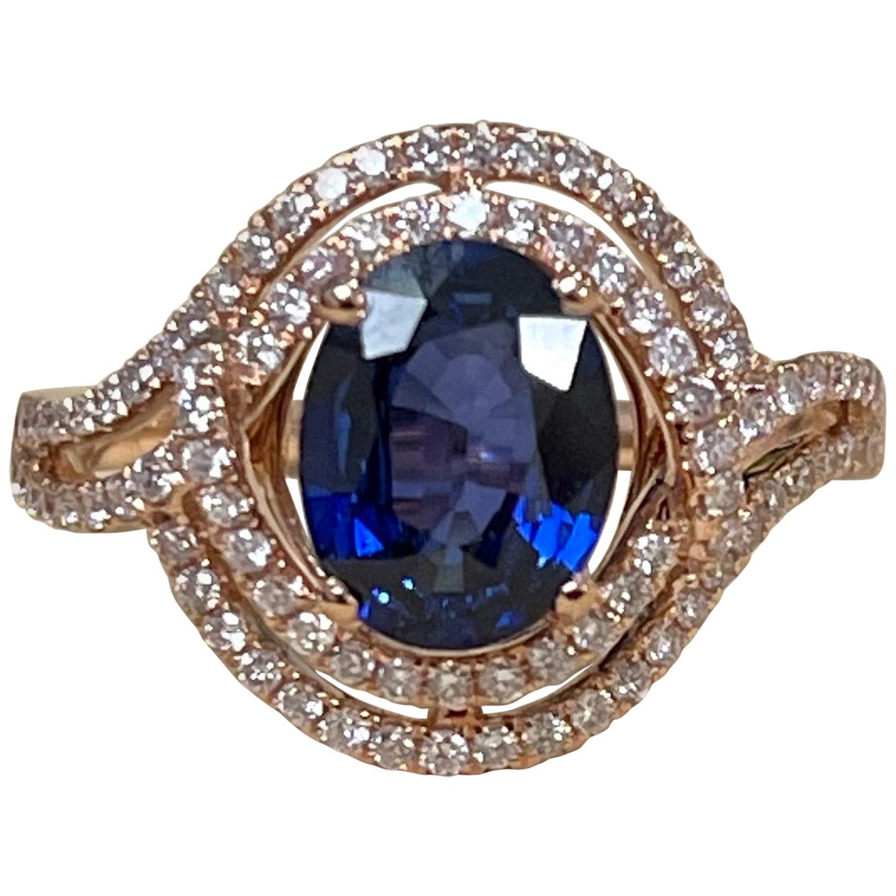 Effy's 1.9 Ct Blue Sapphire & 0.45 Carat Diamond Cocktail Ring in 14 Karat Gold