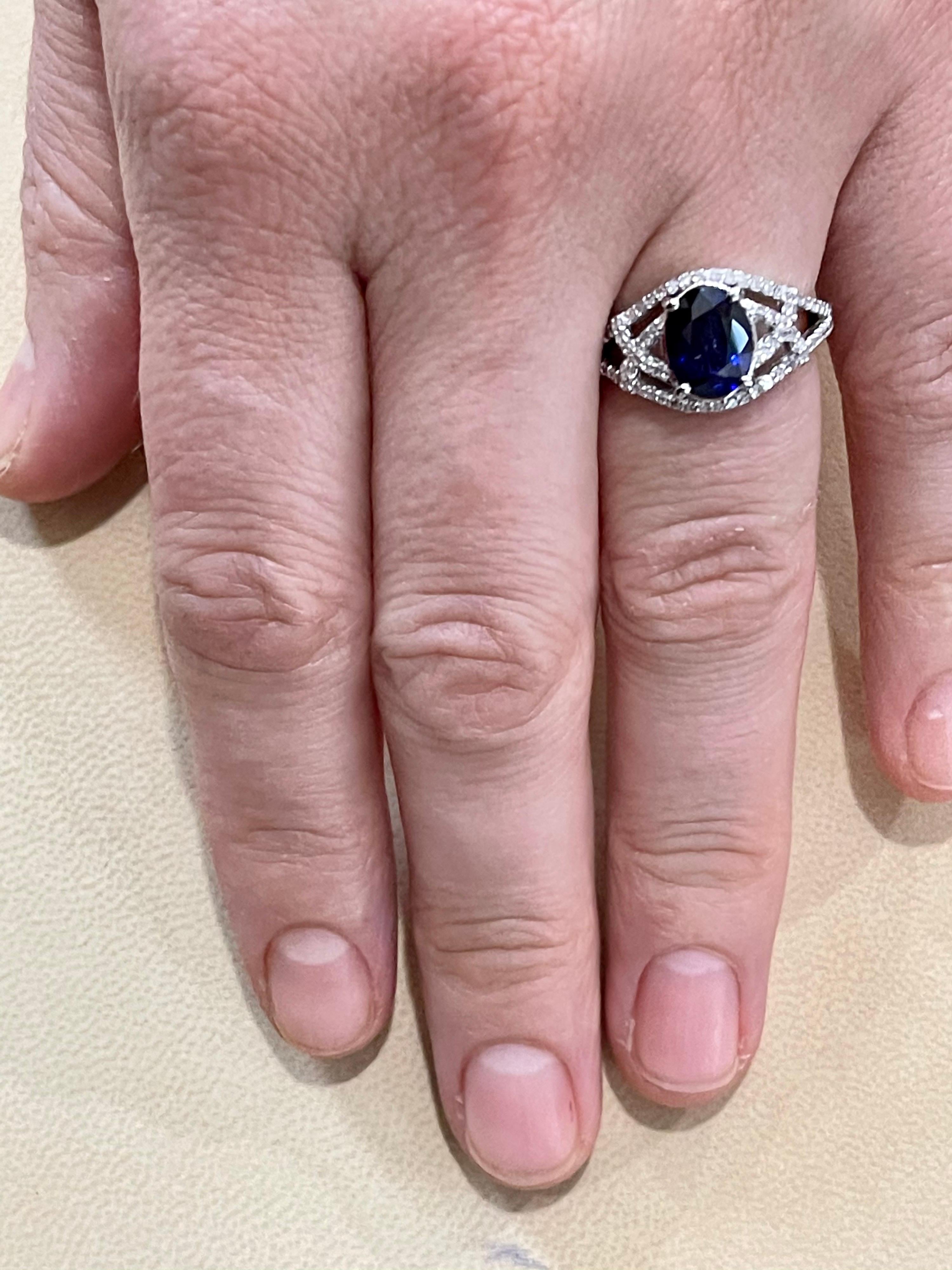 Effy's 1.9Ct Blue Sapphire & 0.36Ct Diamond Cocktail Ring in 14 Karat White Gold 5