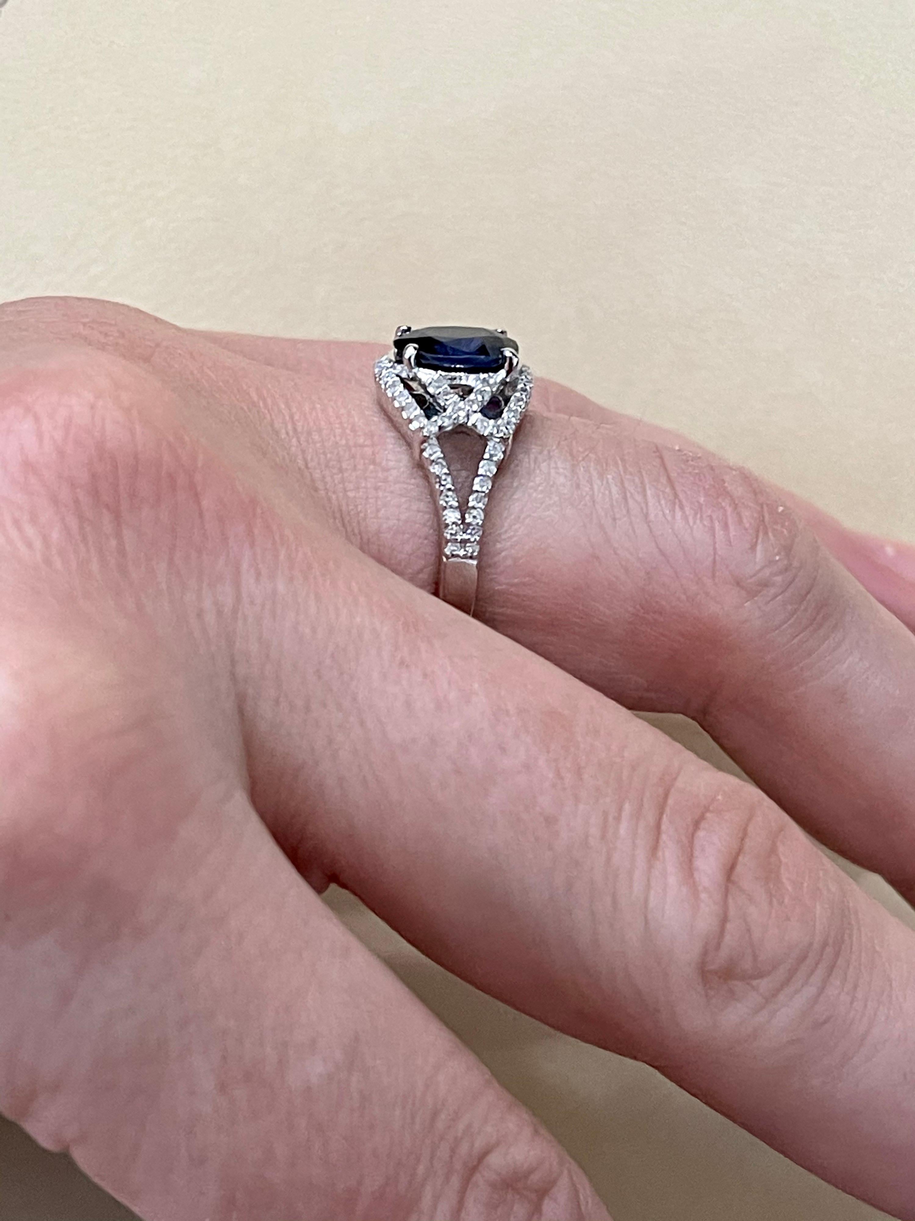 Effy's 1.9Ct Blue Sapphire & 0.36Ct Diamond Cocktail Ring in 14 Karat White Gold 6