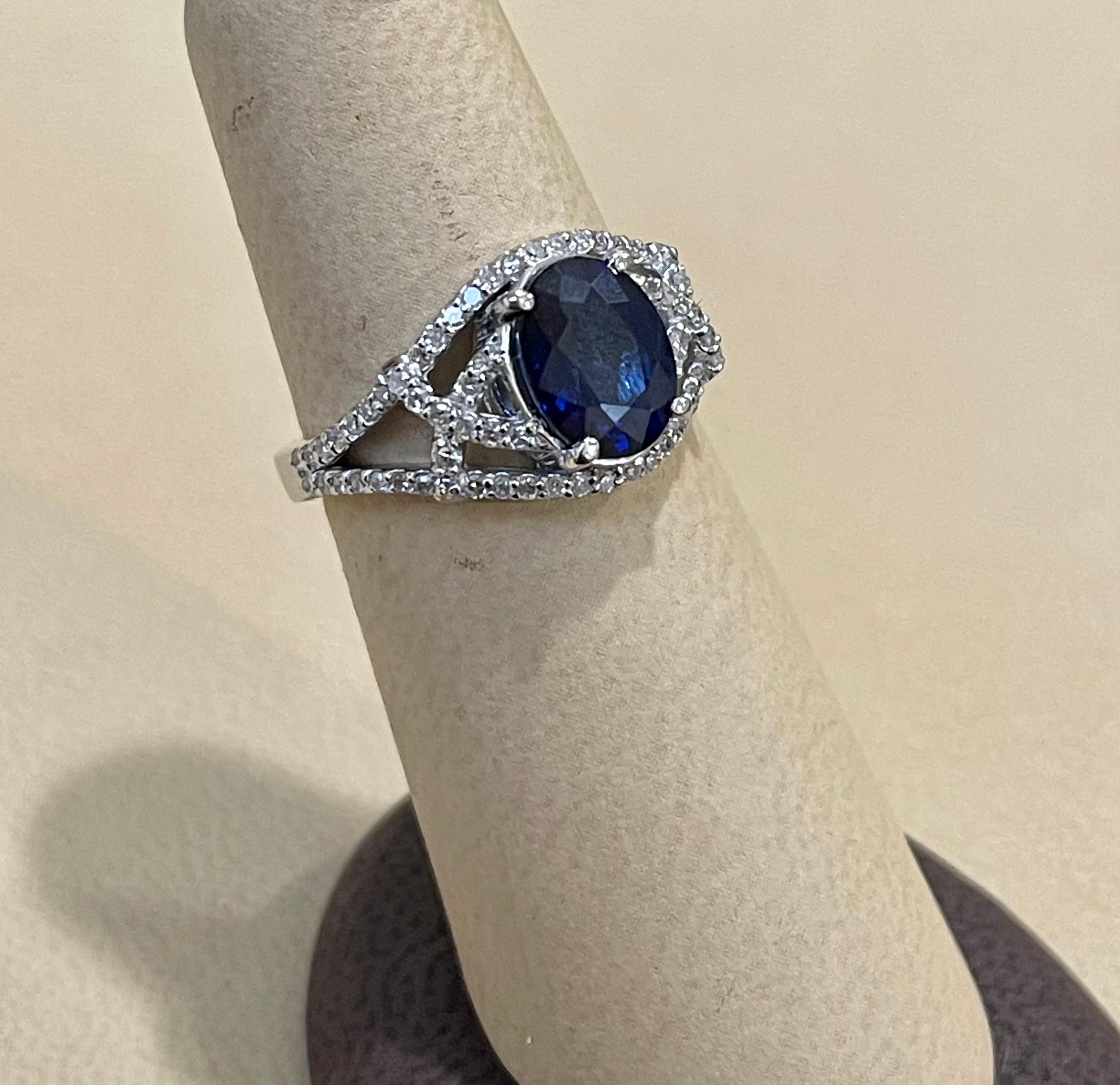 Effy's 1.9Ct Blue Sapphire & 0.36Ct Diamond Cocktail Ring in 14 Karat White Gold In New Condition In New York, NY