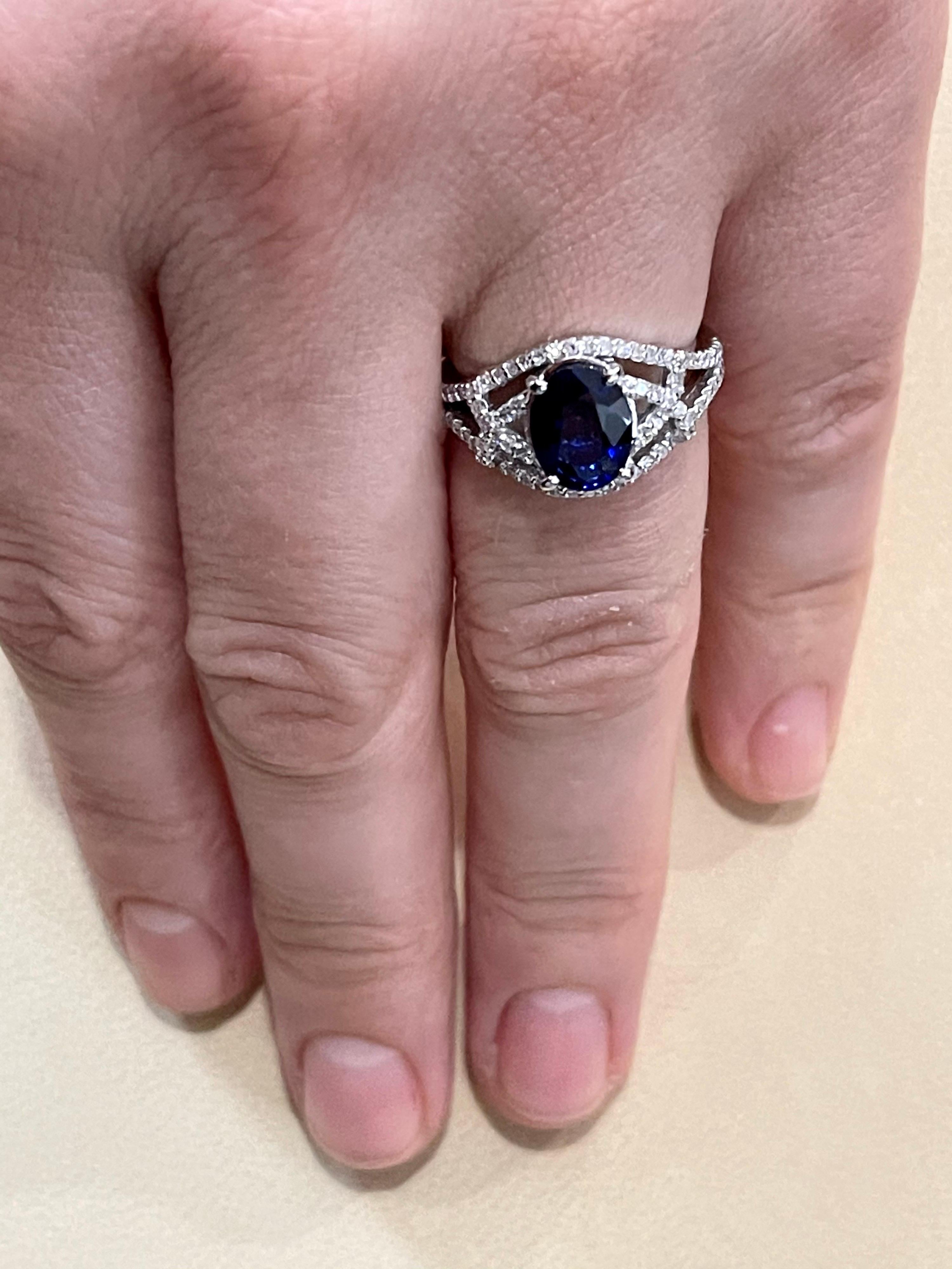 Effy's 1.9Ct Blue Sapphire & 0.36Ct Diamond Cocktail Ring in 14 Karat White Gold 1