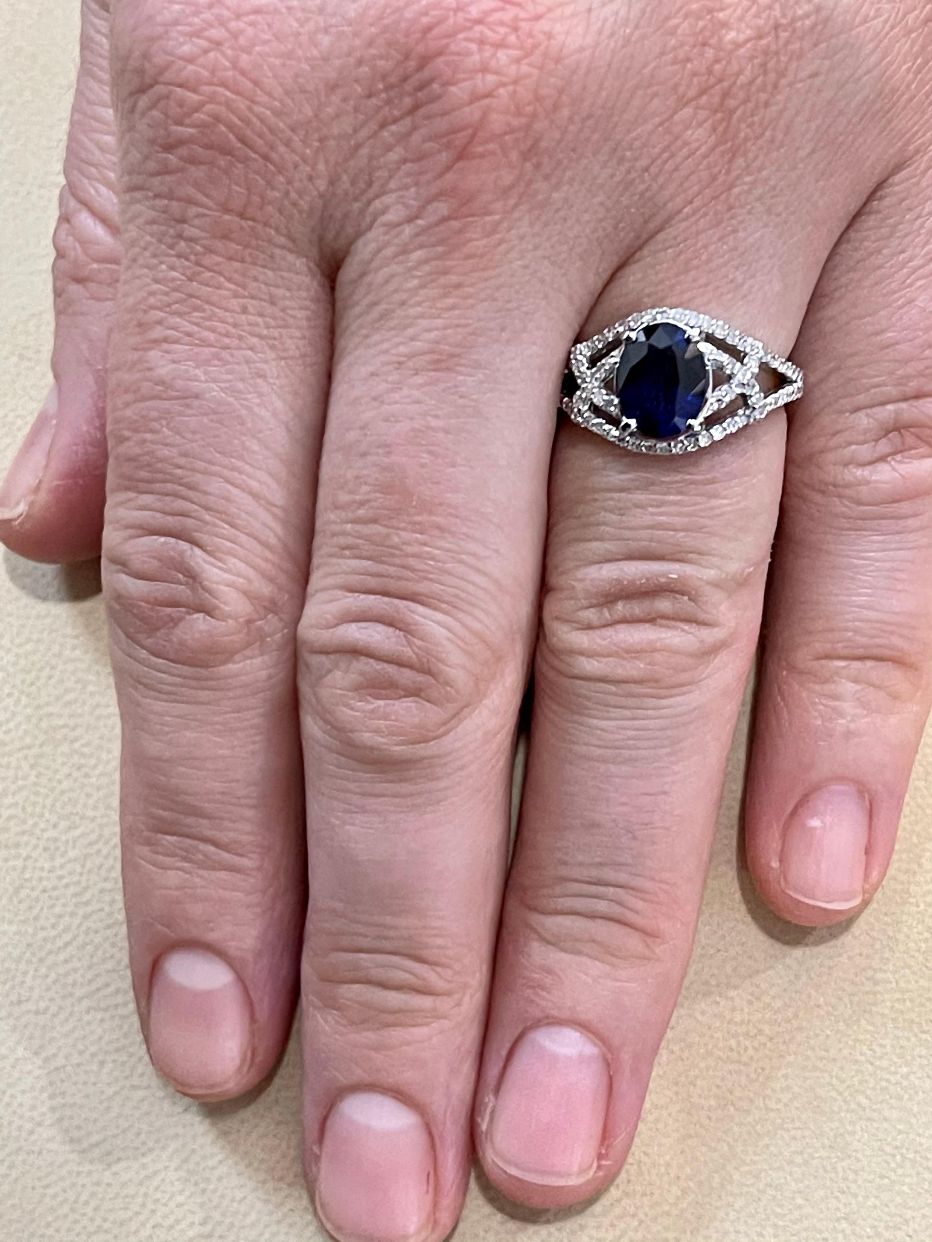 Effy's 1.9Ct Blue Sapphire & 0.36Ct Diamond Cocktail Ring in 14 Karat White Gold 2