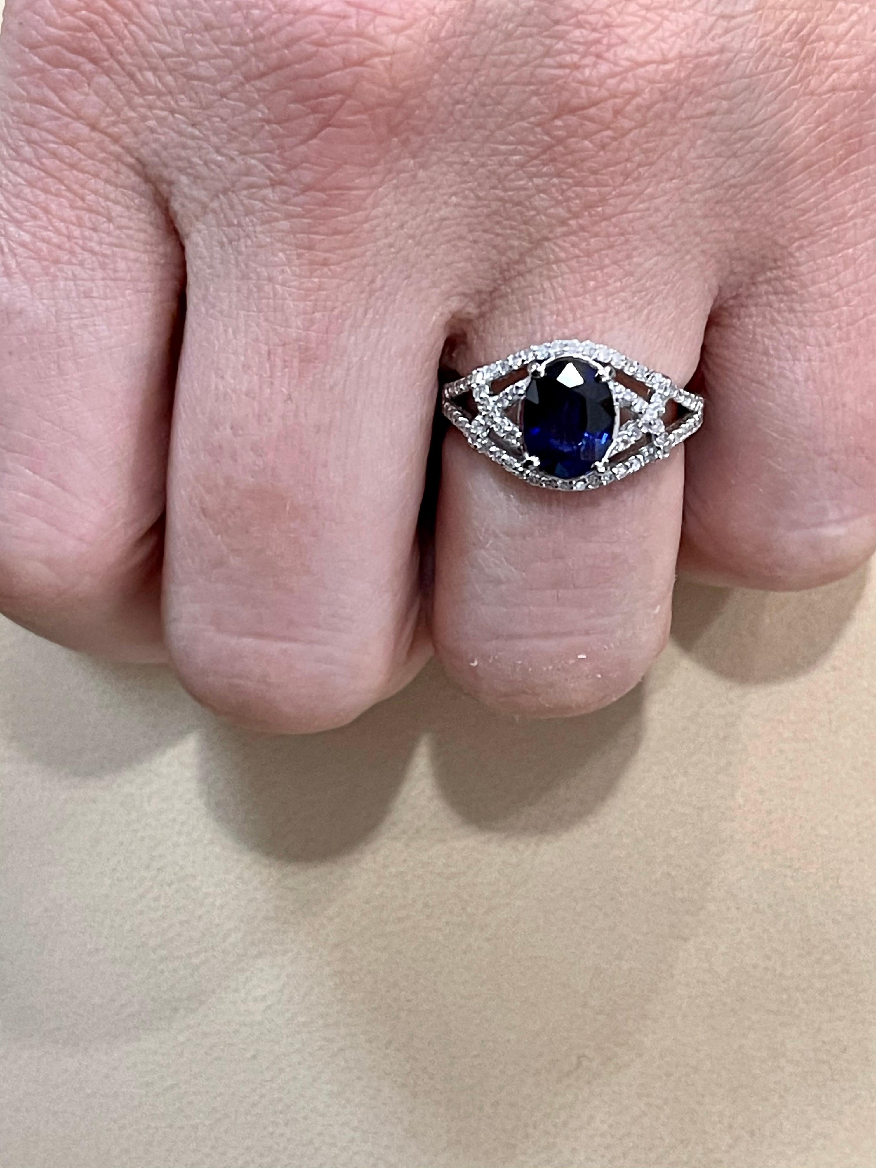 Effy's 1.9Ct Blue Sapphire & 0.36Ct Diamond Cocktail Ring in 14 Karat White Gold 3