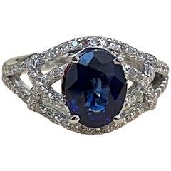 Effy's 1.9Ct Blue Sapphire & 0.36Ct Diamond Cocktail Ring in 14 Karat White Gold