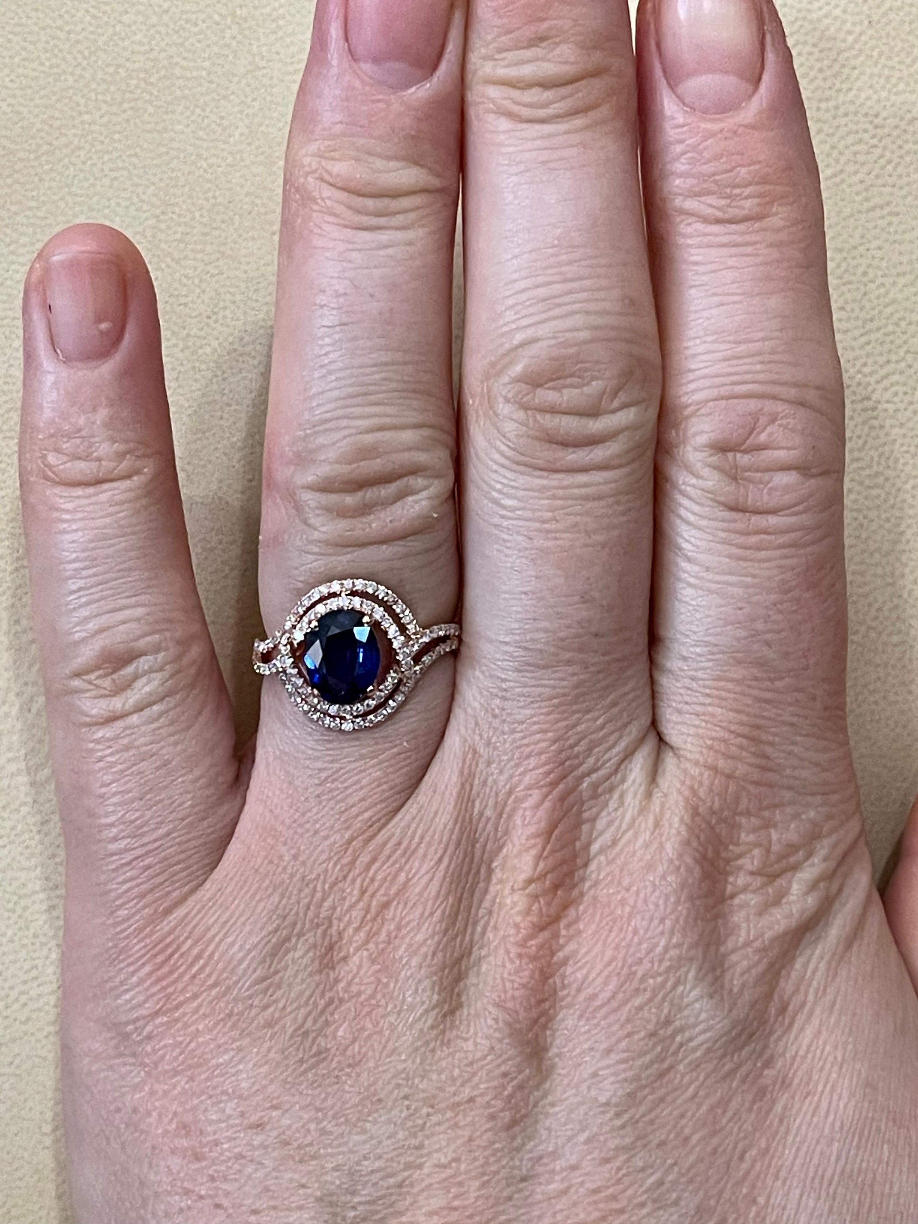 Effy's 1.9 Ct Blue Sapphire & 0.45 Carat Diamond Cocktail Ring in 14 Karat Gold 2