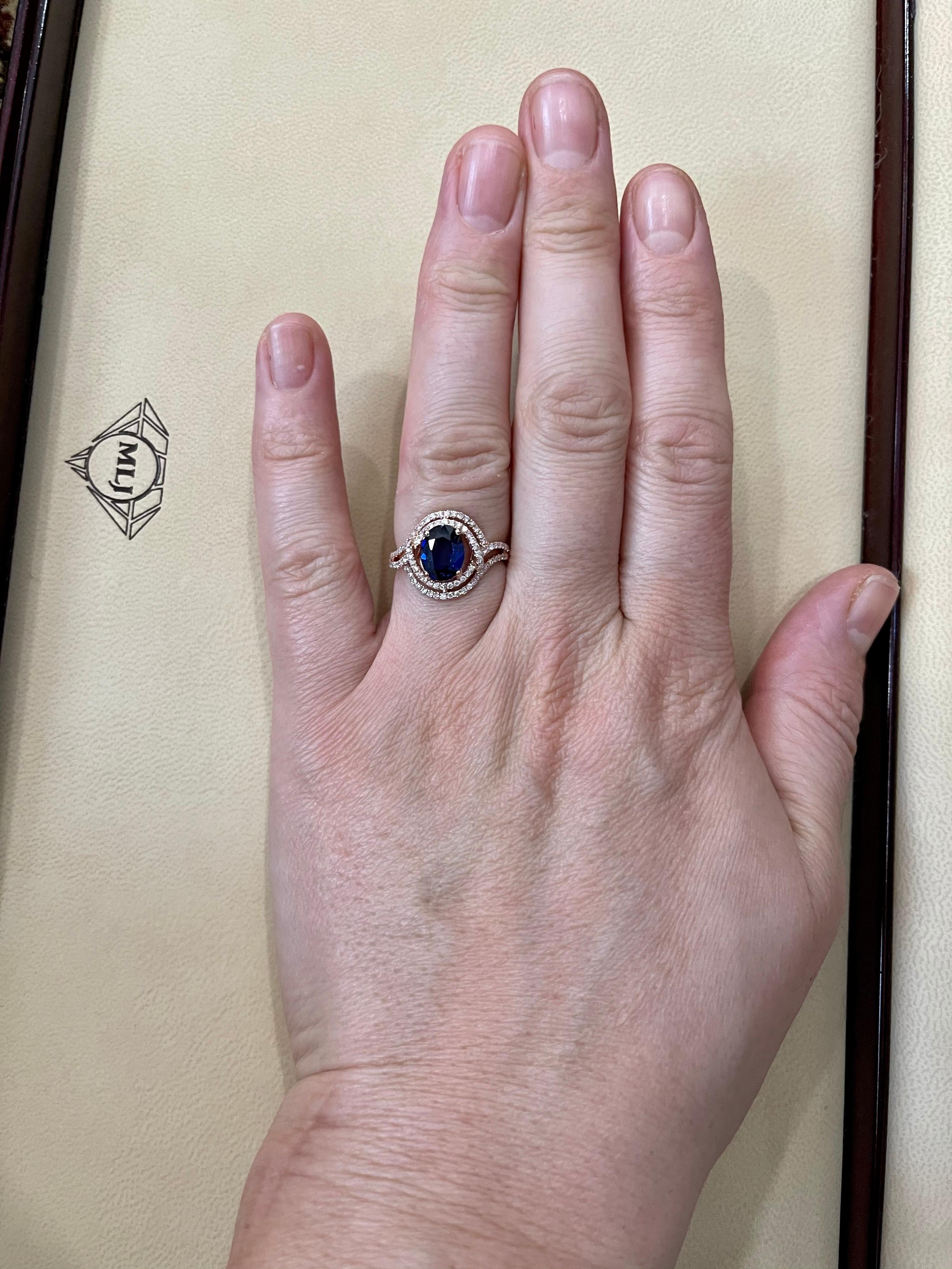 Effy's 1.9 Ct Blue Sapphire & 0.45 Carat Diamond Cocktail Ring in 14 Karat Gold 3