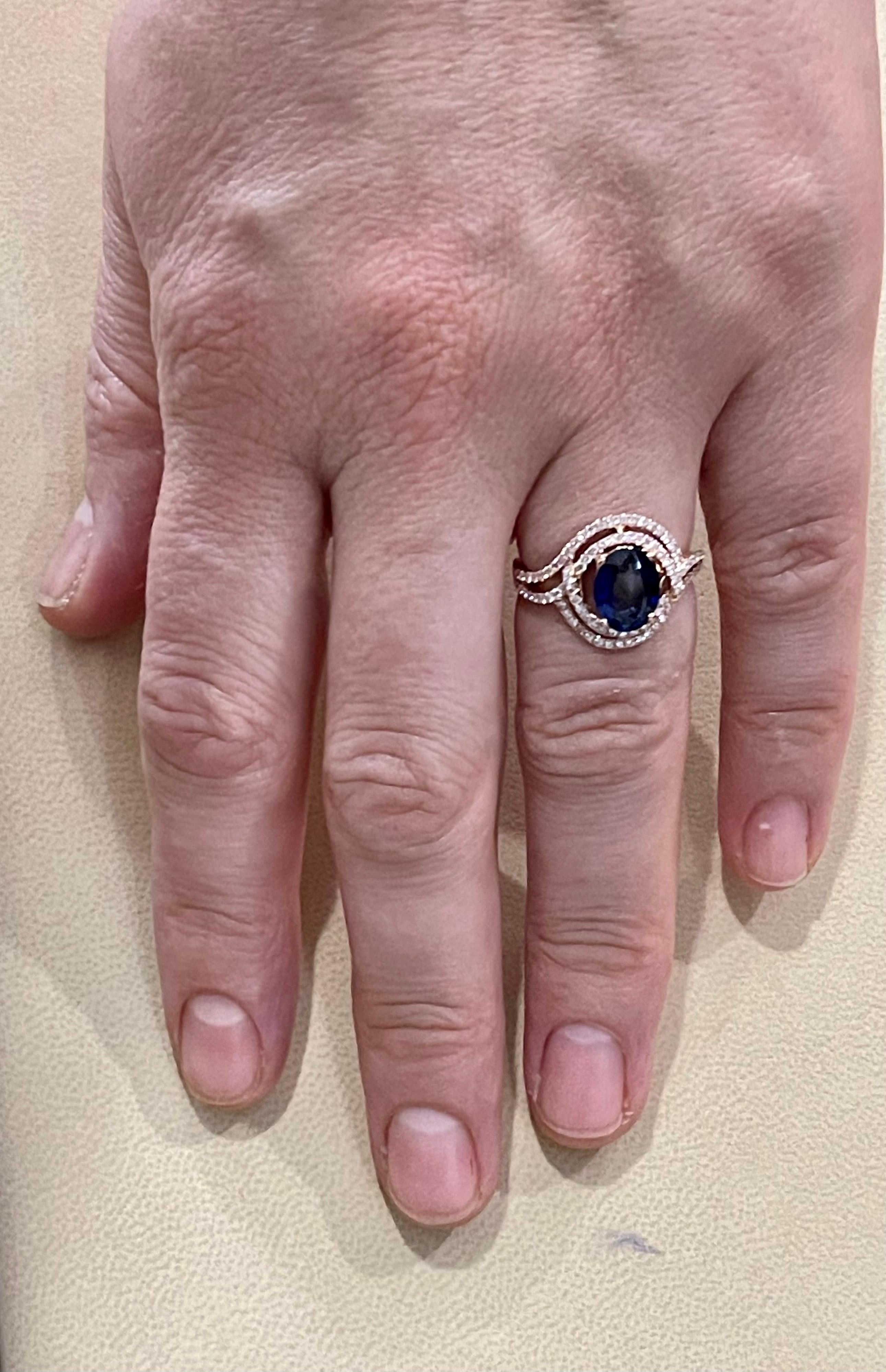 Effy's 1.9 Ct Blue Sapphire & 0.45 Carat Diamond Cocktail Ring in 14 Karat Gold 4
