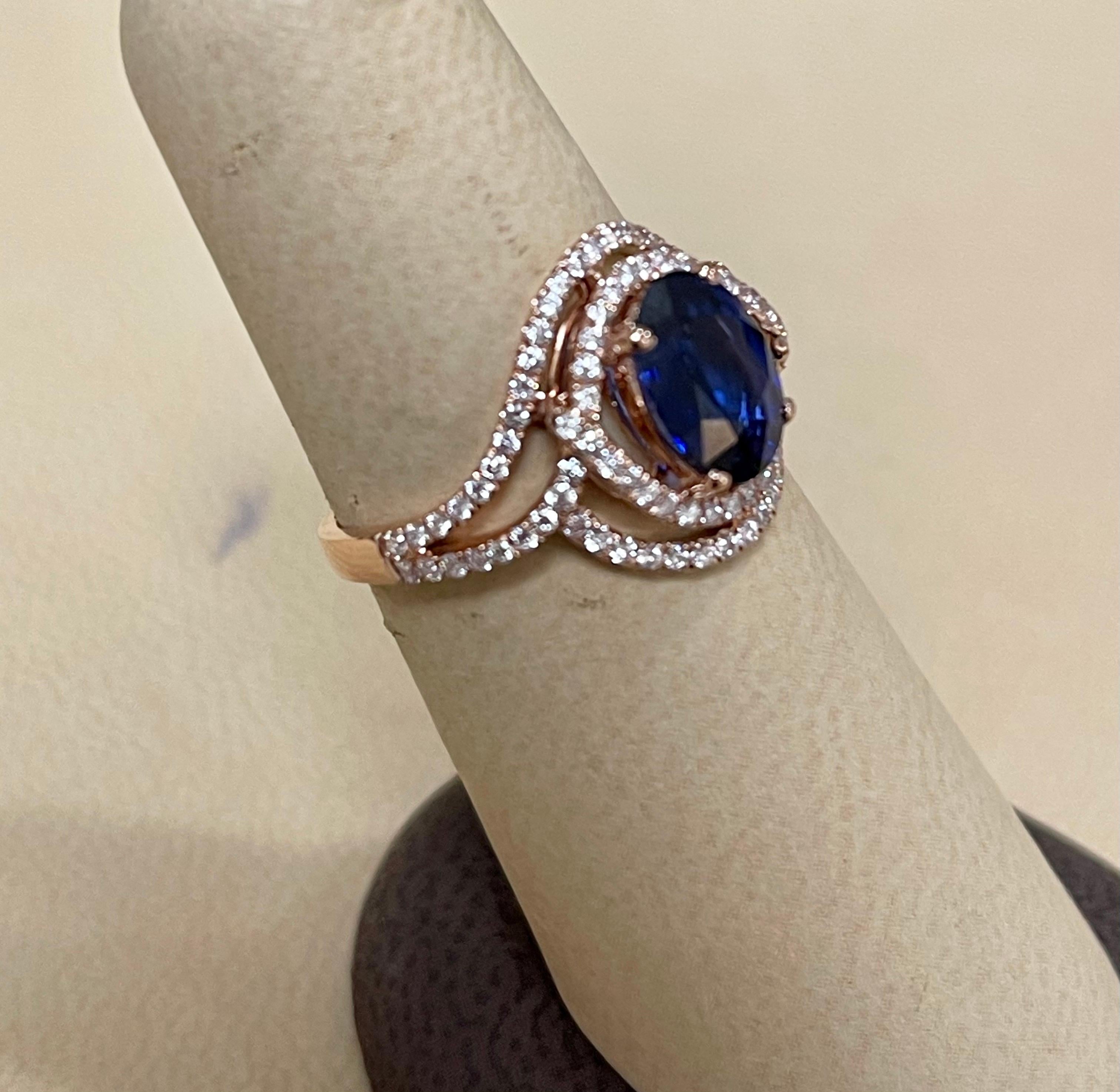 Effy's 1.9 Ct Blue Sapphire & 0.45 Carat Diamond Cocktail Ring in 14 Karat Gold In New Condition In New York, NY