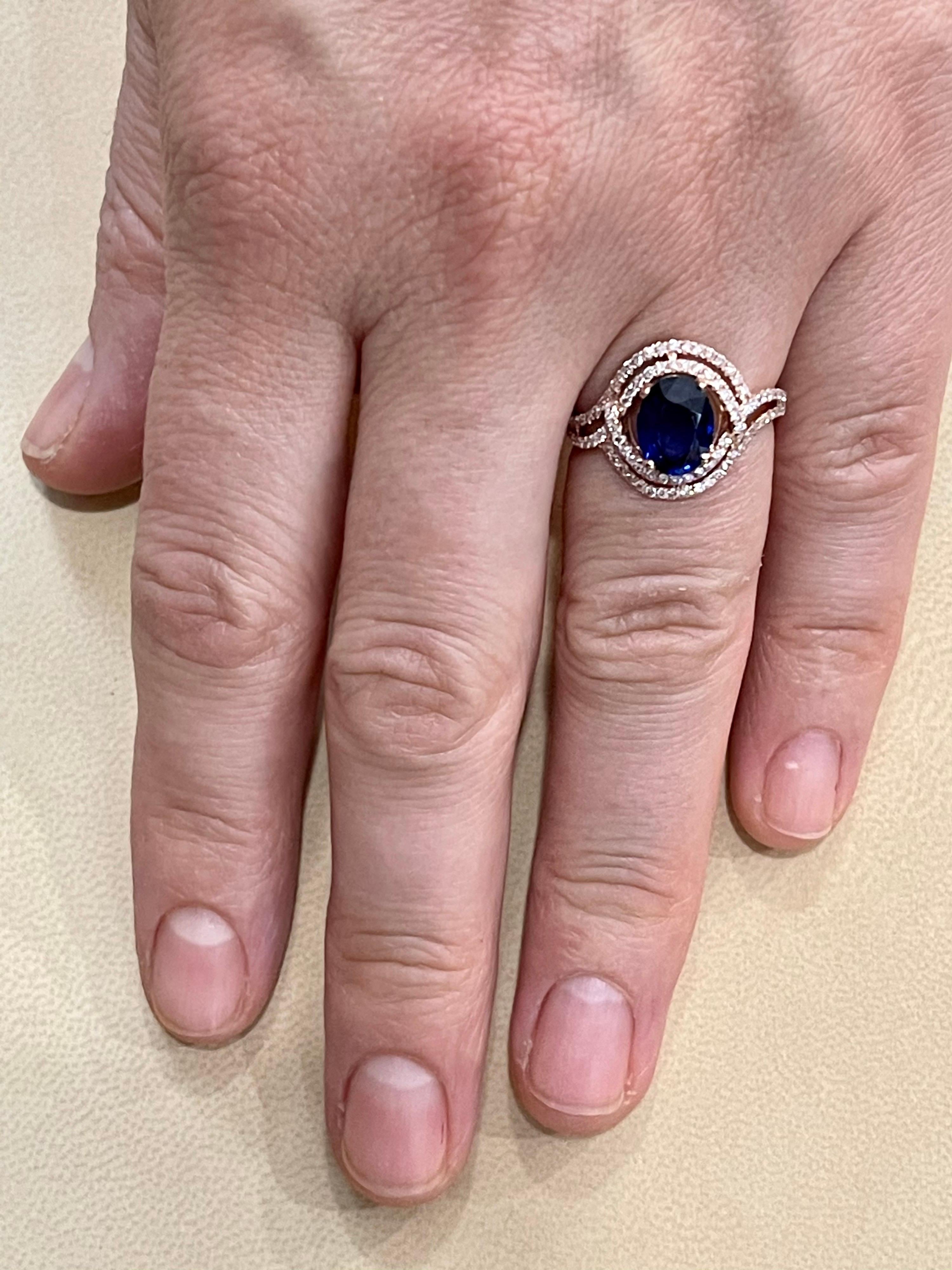 Women's Effy's 1.9 Ct Blue Sapphire & 0.45 Carat Diamond Cocktail Ring in 14 Karat Gold