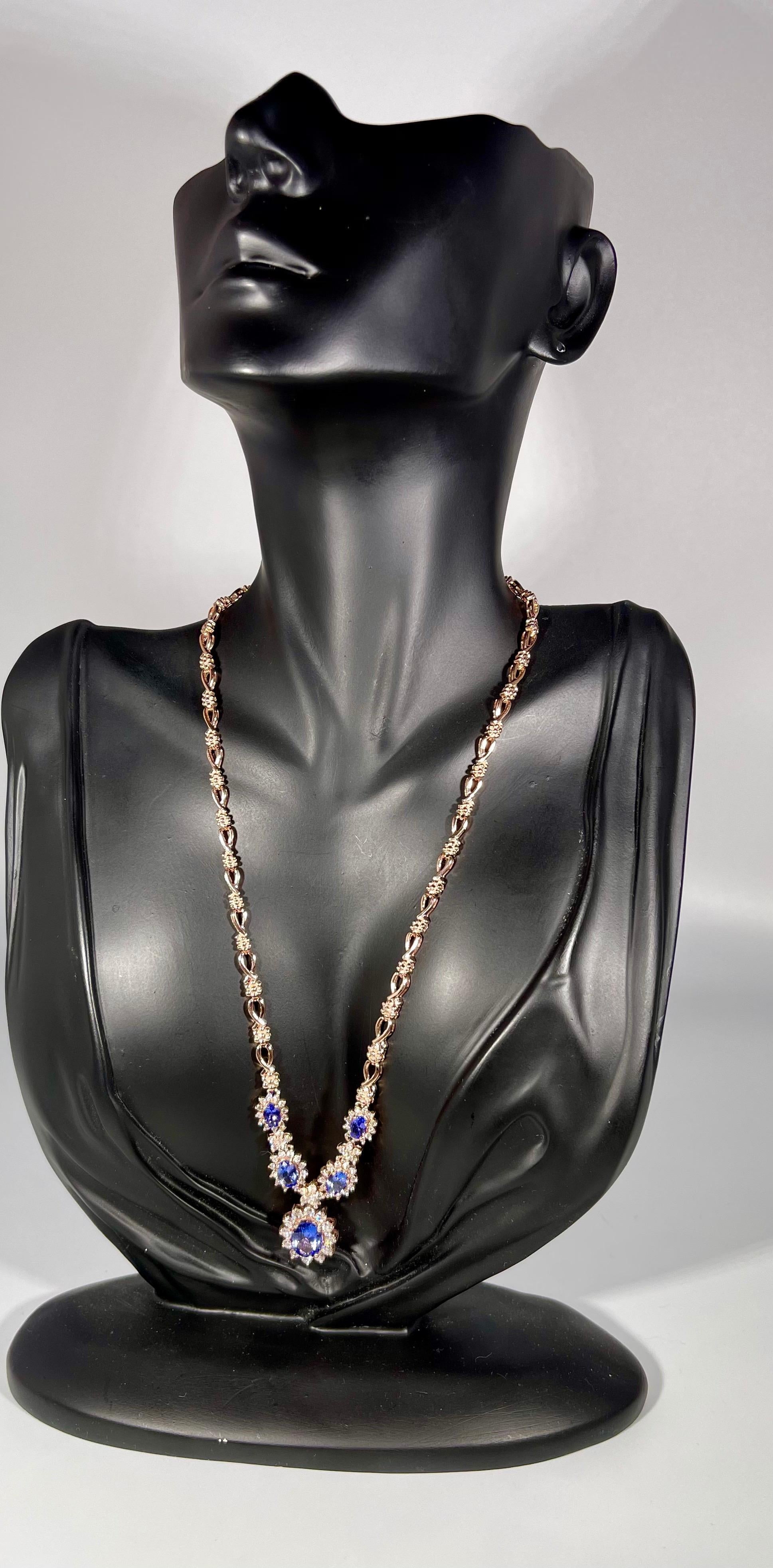 Effy's Collier en or 14 carats, tanzanite naturelle ovale de 5,5 carats et diamants de 2,2 carats en vente 4