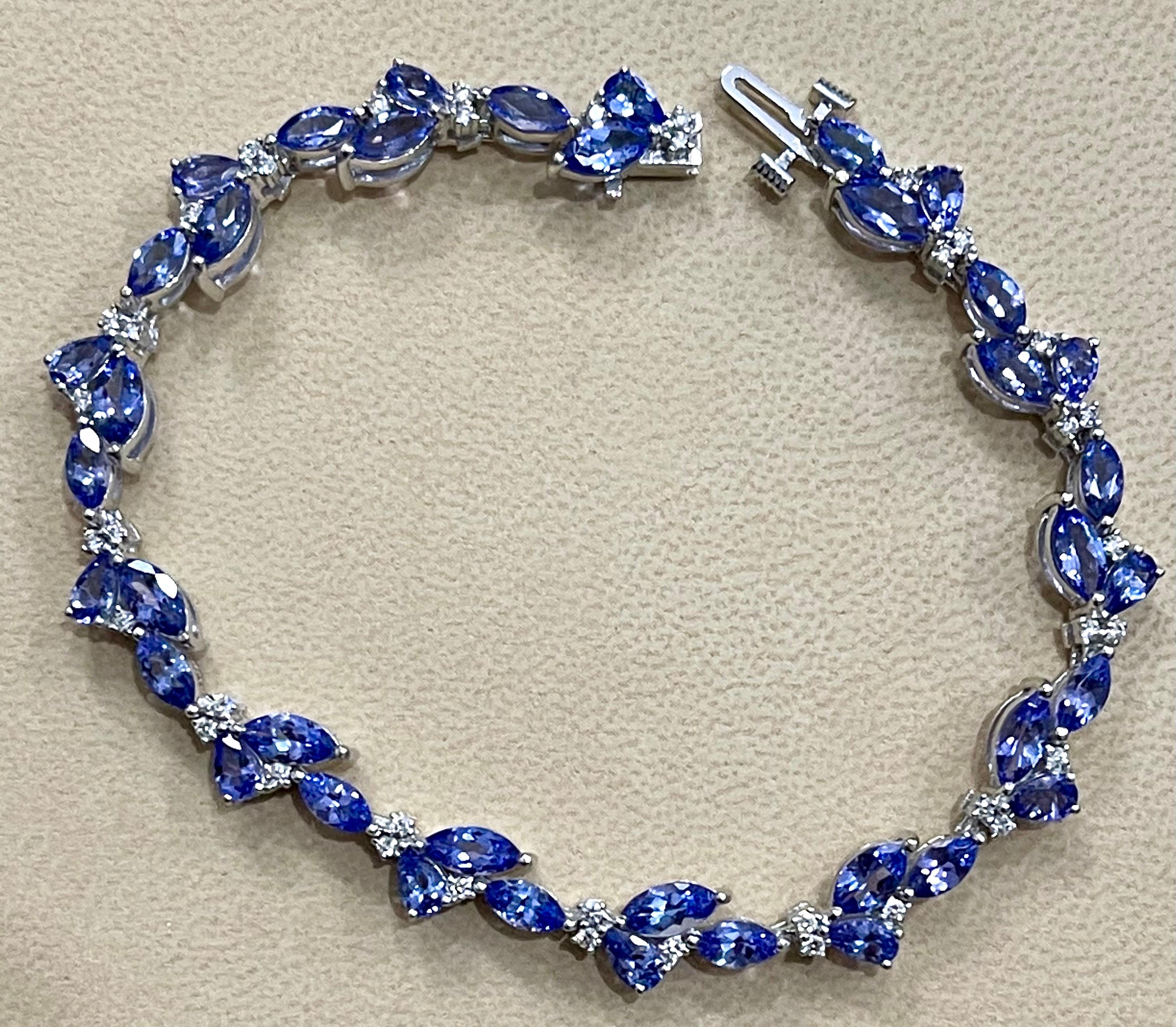 9 Karat Tansanit & 0,5 Karat Diamant Tennisarmband vonffy's aus 14 Karat Weißgold im Zustand „Neu“ in New York, NY