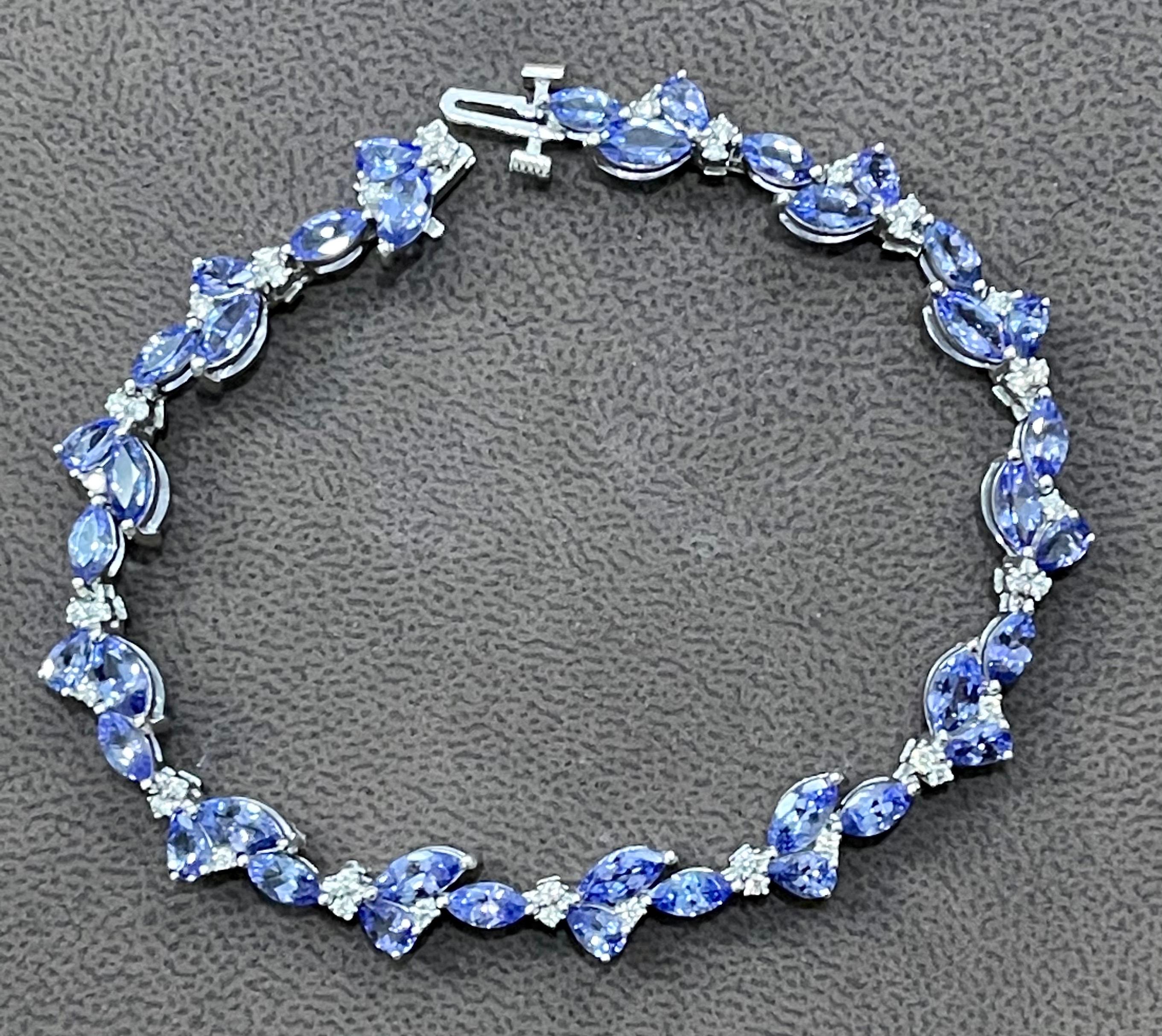 9 Karat Tansanit & 0,5 Karat Diamant Tennisarmband vonffy's aus 14 Karat Weißgold 1