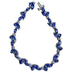 9 Karat Tansanit & 0,5 Karat Diamant Tennisarmband vonffy's aus 14 Karat Weißgold