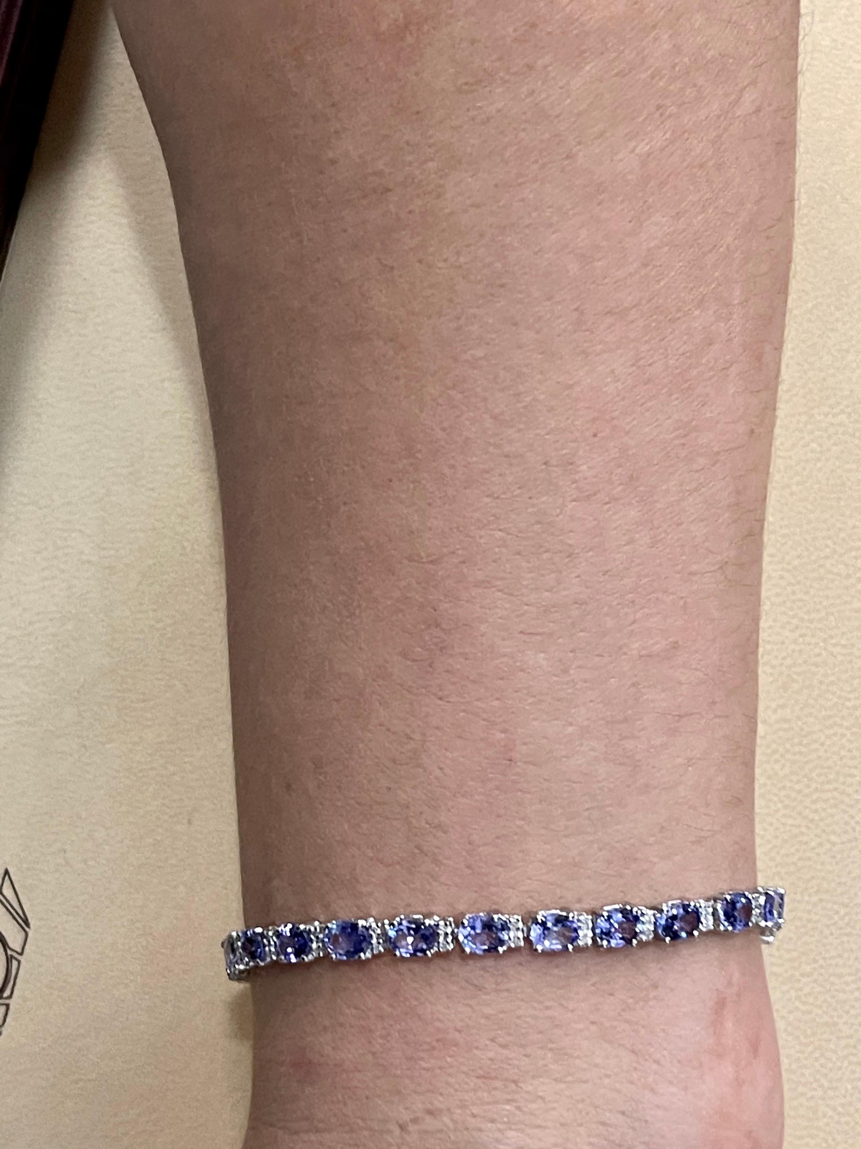 Oval Cut Effy's 9 Carat Tanzanite & .25 Carat Diamond Tennis Bracelet 14 Karat White Gold