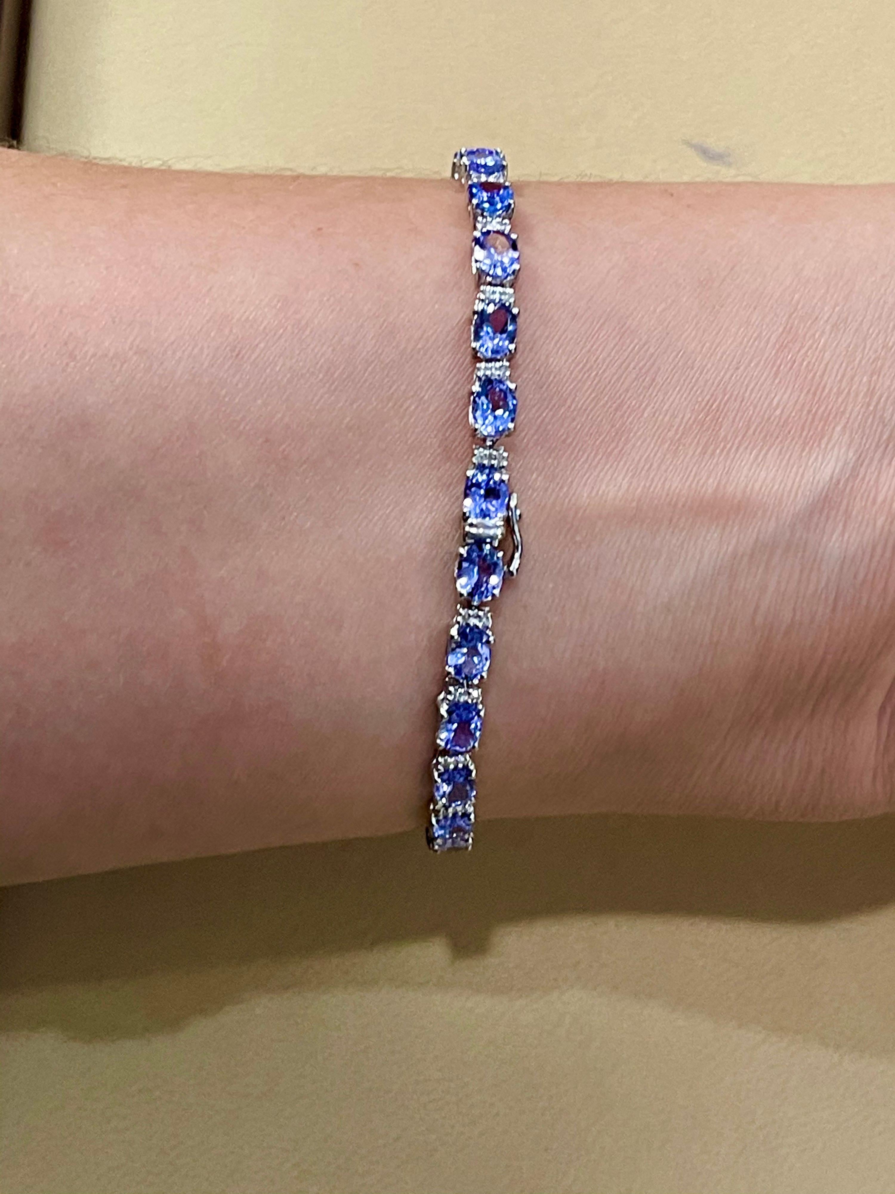 Women's Effy's 9 Carat Tanzanite & .25 Carat Diamond Tennis Bracelet 14 Karat White Gold