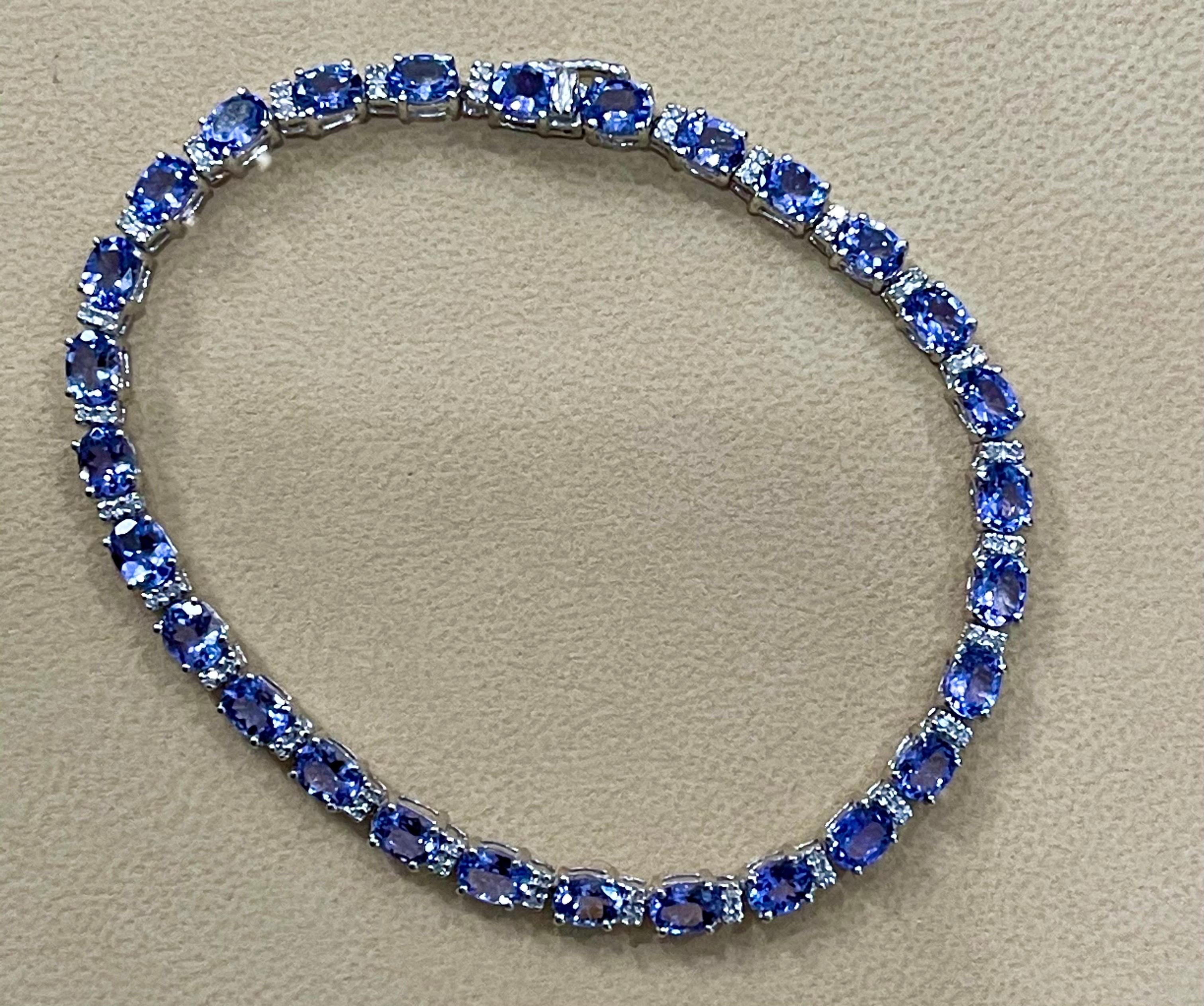 Effy's 9 Carat Tanzanite & .25 Carat Diamond Tennis Bracelet 14 Karat White Gold 1