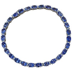 Effy's 9 Carat Tanzanite & .25 Carat Diamond Tennis Bracelet 14 Karat White Gold