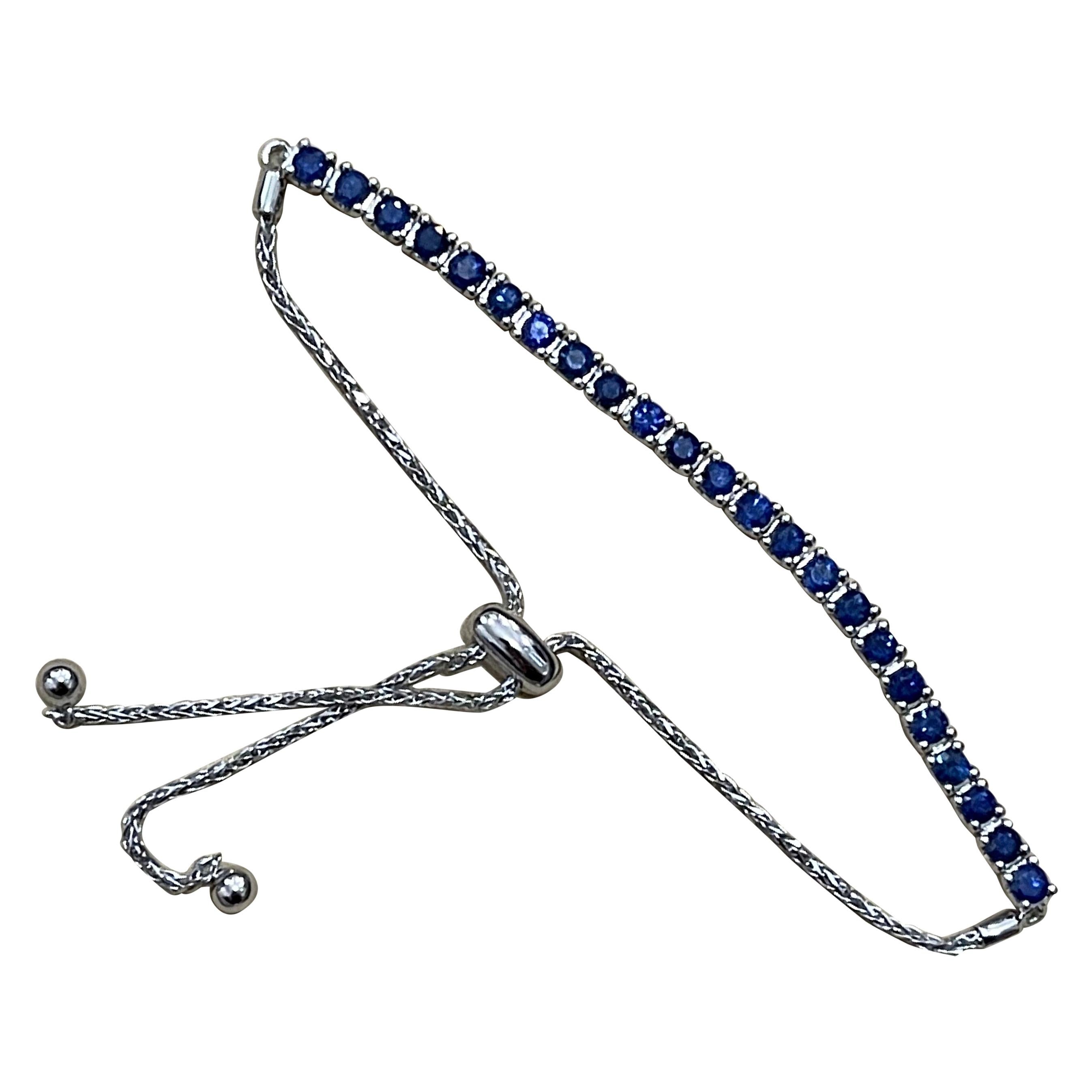 Effy's Blue Sapphire Line Tennis Bracelet in White Gold Bolo Adjustable Clasp