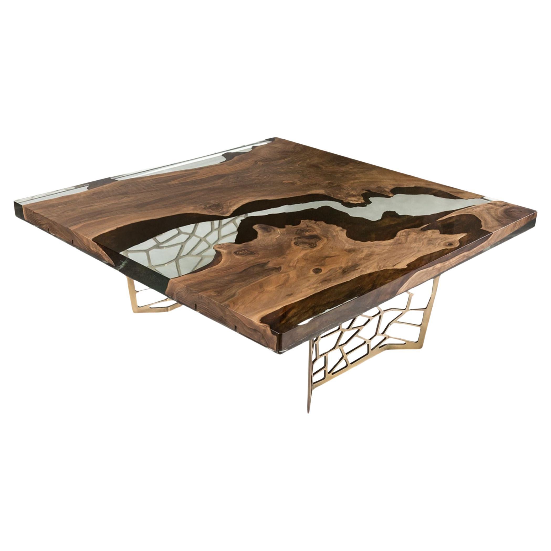 Efil Coffee Table: Great Aluminum Walnut Resin Coffee Table For Sale