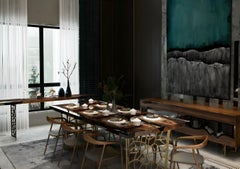 Efil Dining Table: Embedded Walnut Resin Table