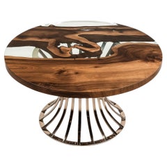 Mesa de Comedor Redonda Efil: Madera de olivo de primera calidad, cromada