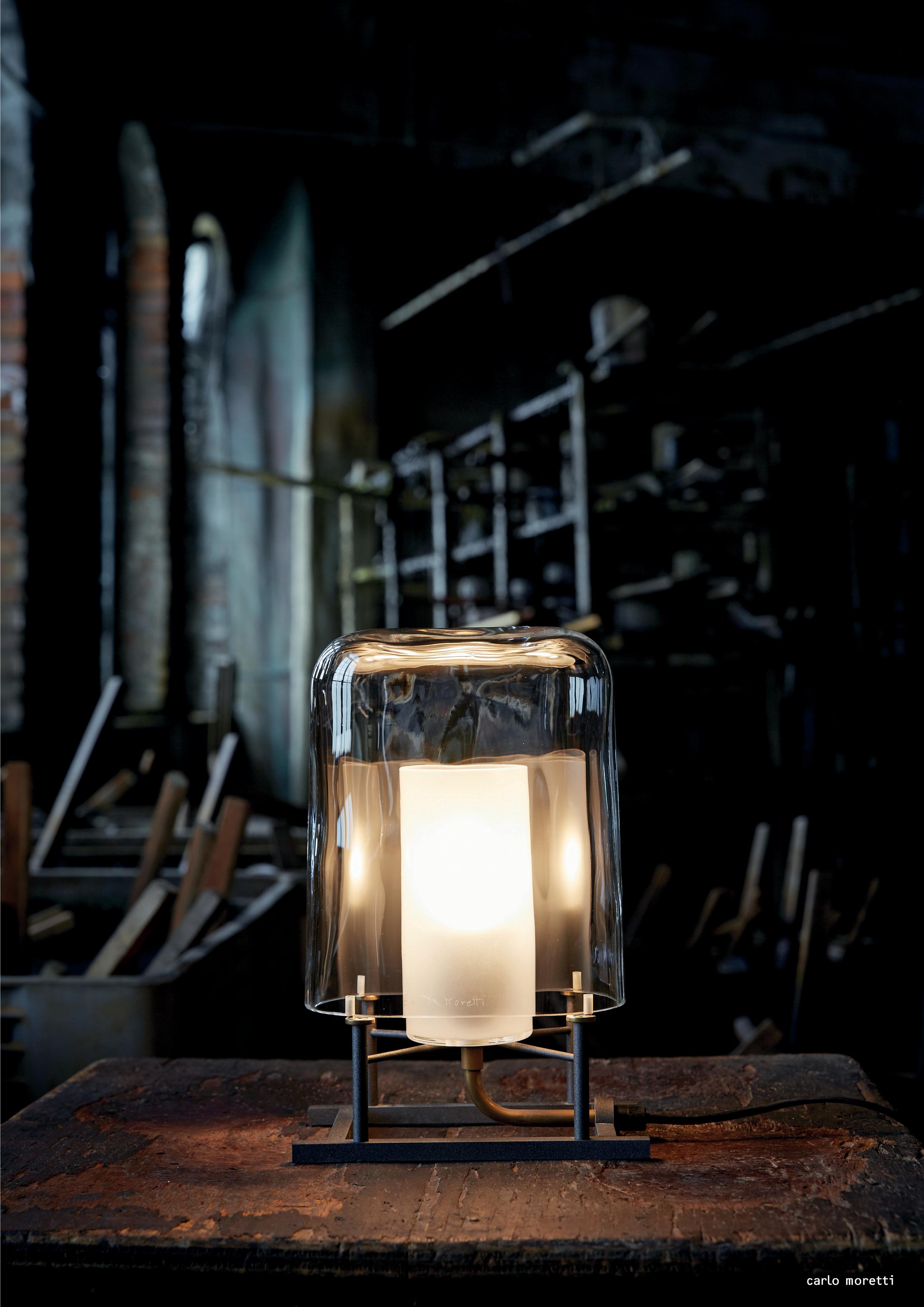 italien Lampe de bureau en verre de Murano transparent Efra Carlo Moretti, abat-jour uniquement en vente