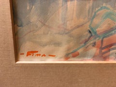 Chinese Israeli Modernist Abstract Watercolor Painting