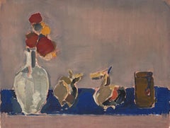 Chinese Israeli Modernist Still Life Lithograph Abstract Flowers in Vase