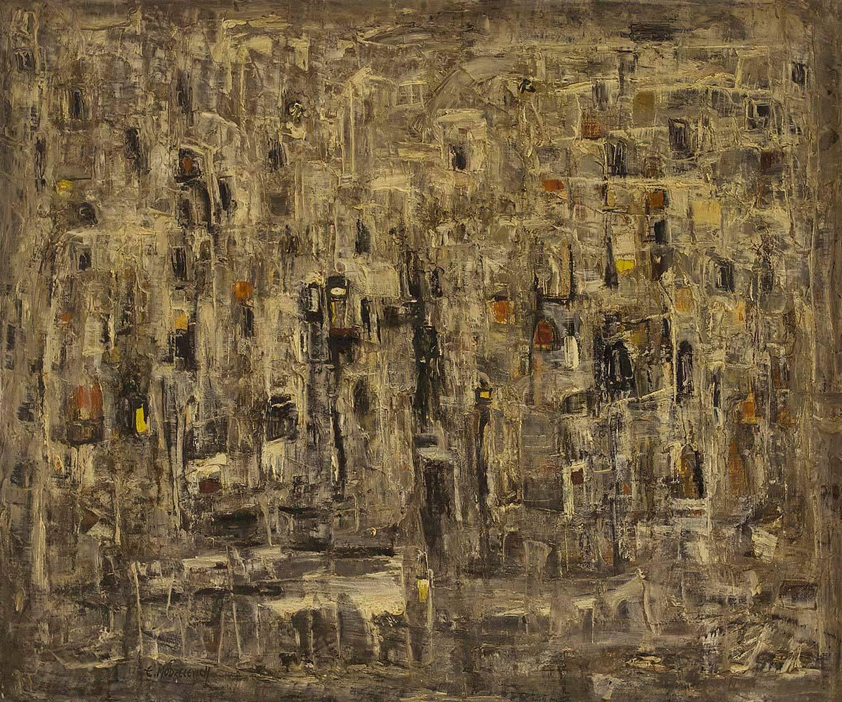 (without frame 21.5 X25.75 )
Work is abstract in subject, and expressive in terms of technique. The artist uses a muted color palette, and thick layers of paint to build up his composition. 

Modzelevich Efraim 
(1931-1995)

Born in 1931,