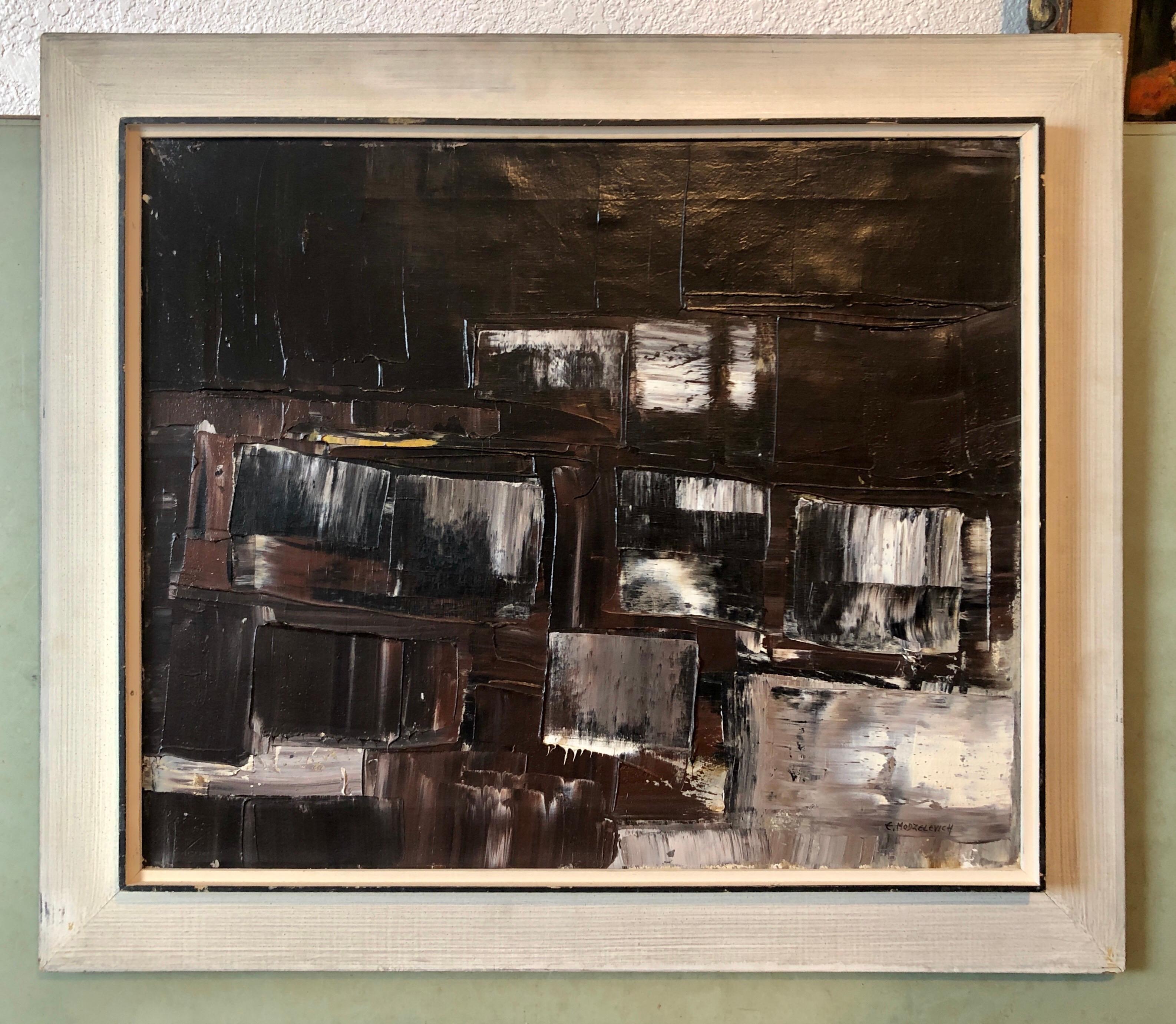 Modernista israelí Expresionista Abstracto Jerusalén Kotel Pintura al óleo Judaica - Painting de Efraim Modzelevich