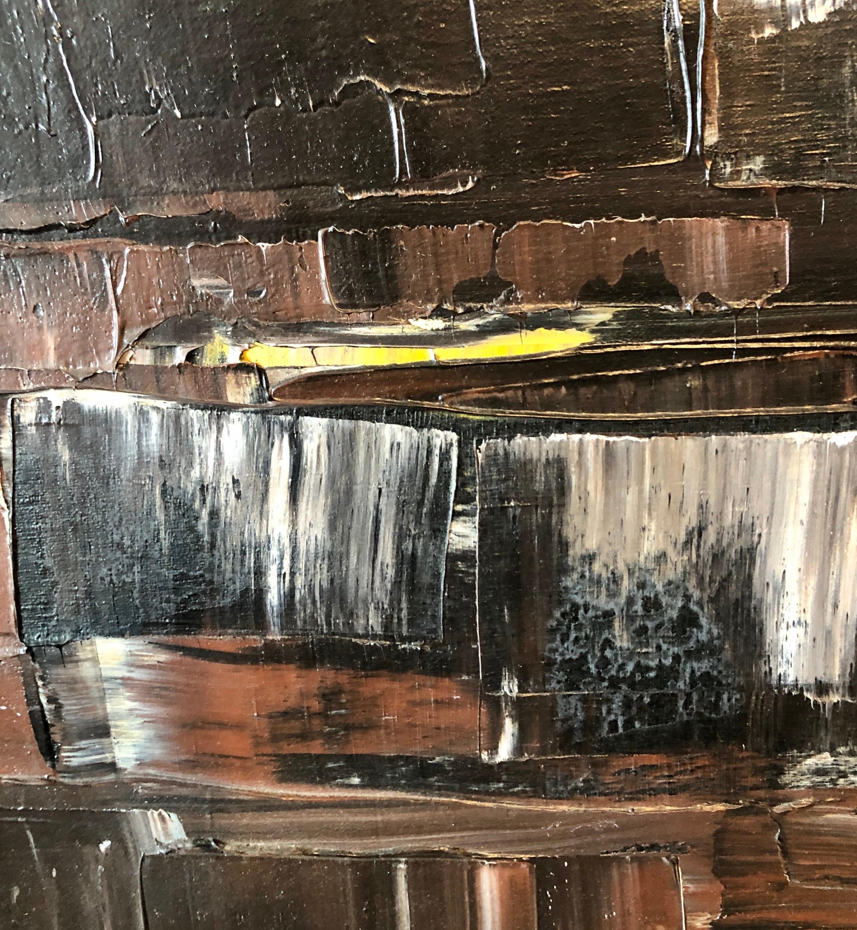 Modernista israelí Expresionista Abstracto Jerusalén Kotel Pintura al óleo Judaica en venta 2