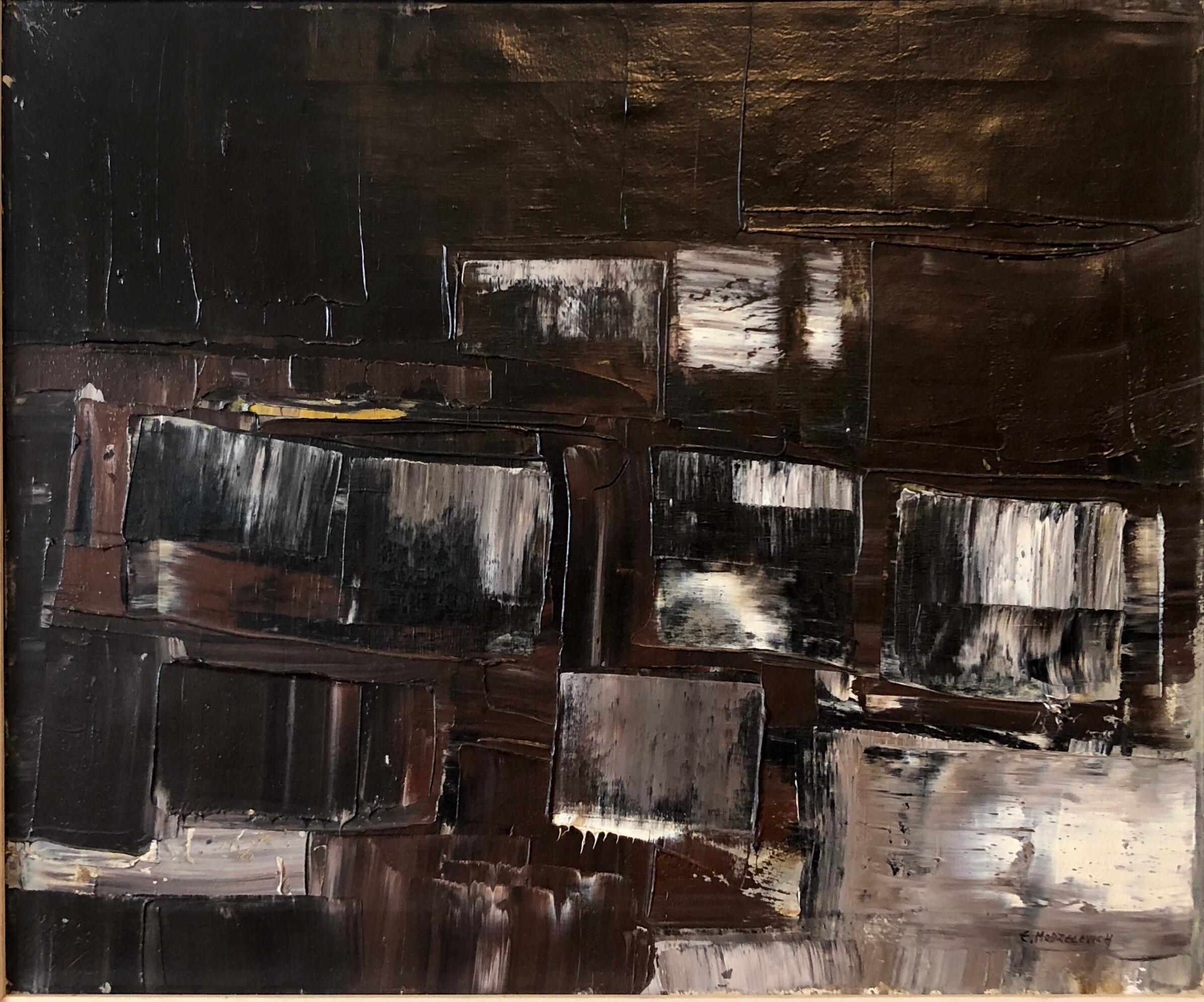 Modernista israelí Expresionista Abstracto Jerusalén Kotel Pintura al óleo Judaica en venta 3