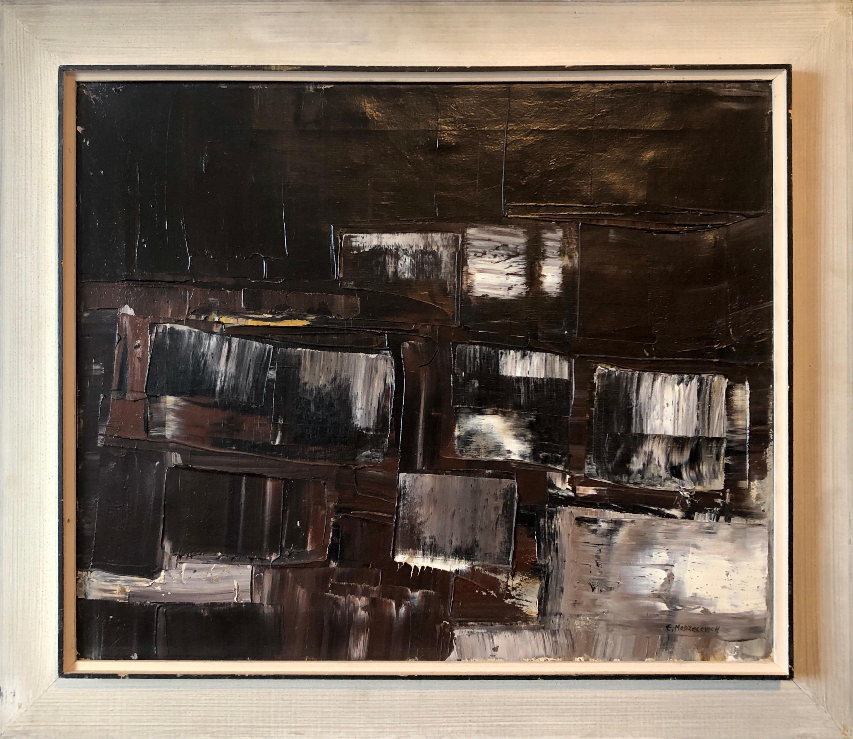 Landscape Painting de Efraim Modzelevich - Modernista israelí Expresionista Abstracto Jerusalén Kotel Pintura al óleo Judaica